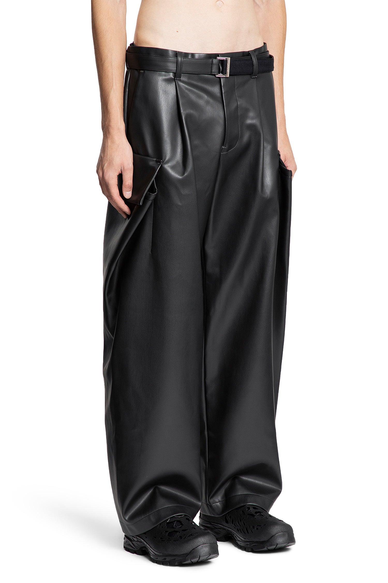 Sacai Faux Leather Pants in Black for Men | Lyst