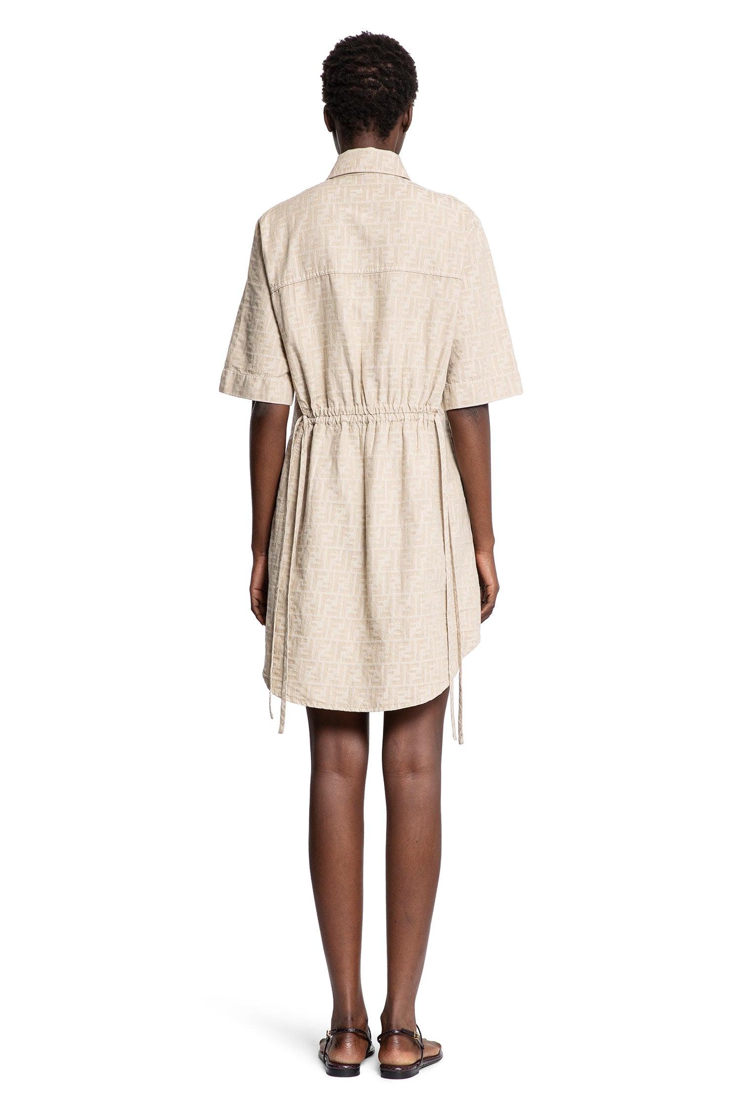 Fendi Ff Chambray Denim Pocket Shirt Dress in Natural | Lyst