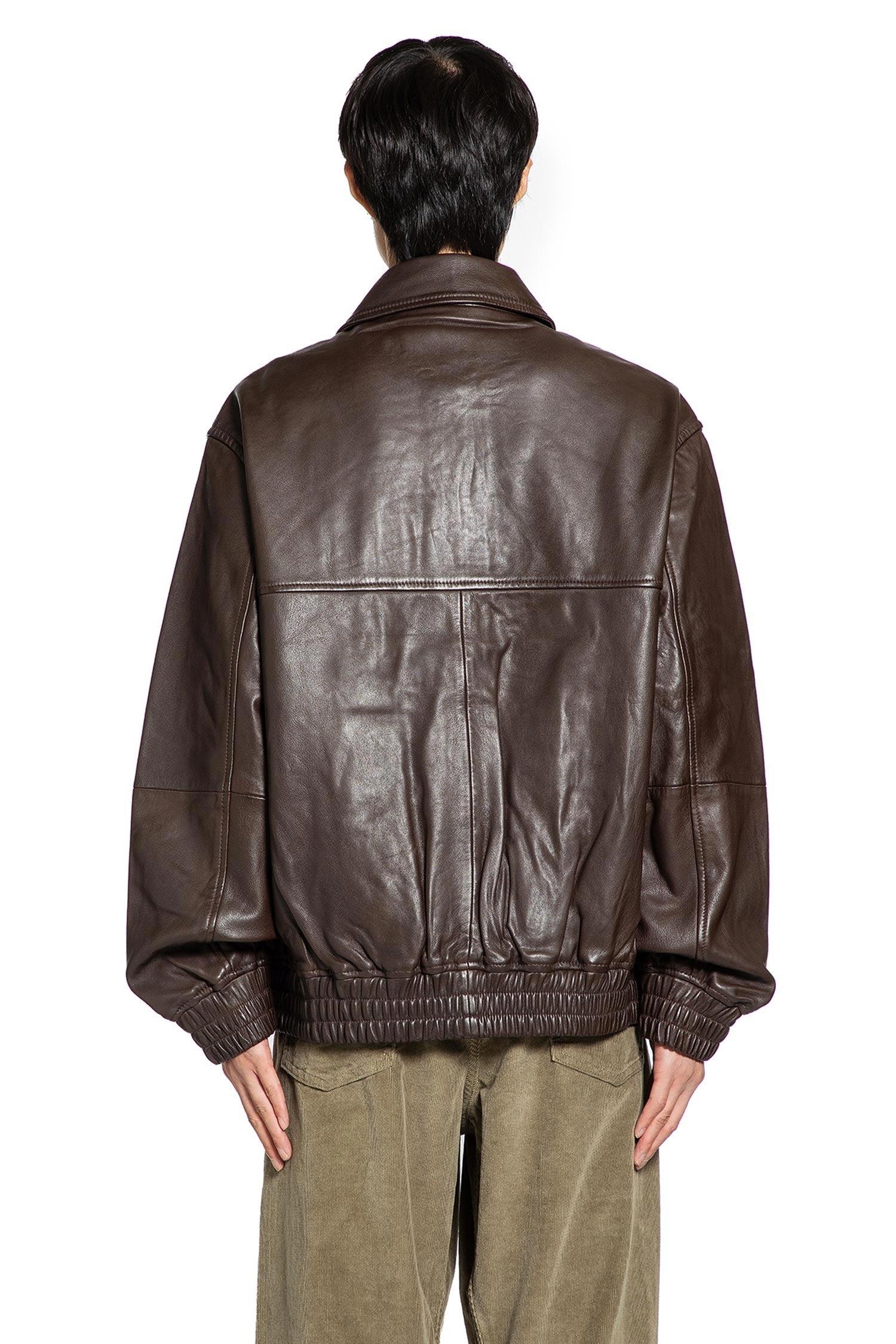 Studio Nicholson Piston Leather Jacket in Brown for Men | Lyst