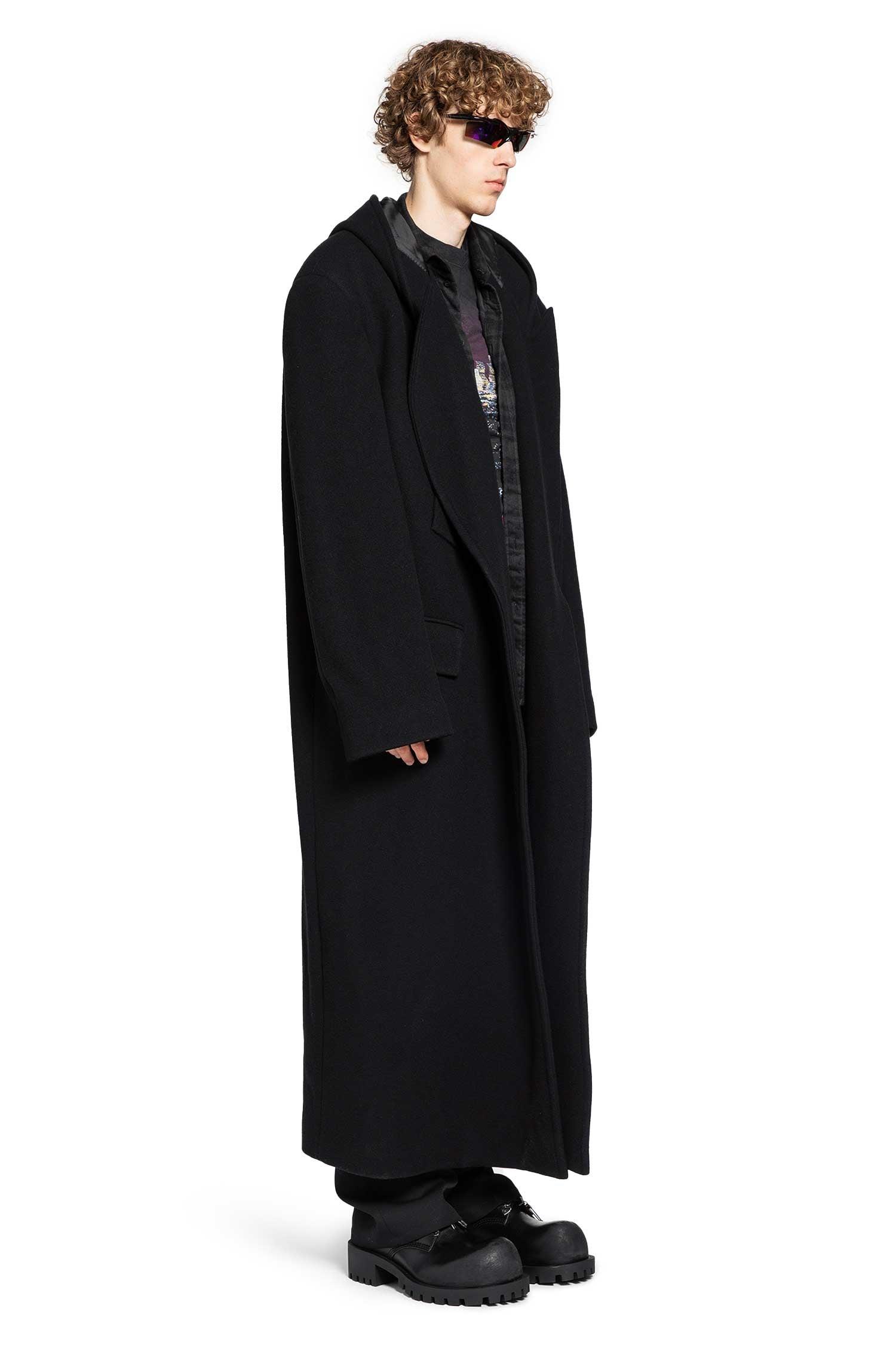 Balenciaga Hooded Maxi Coat in Black for Men | Lyst