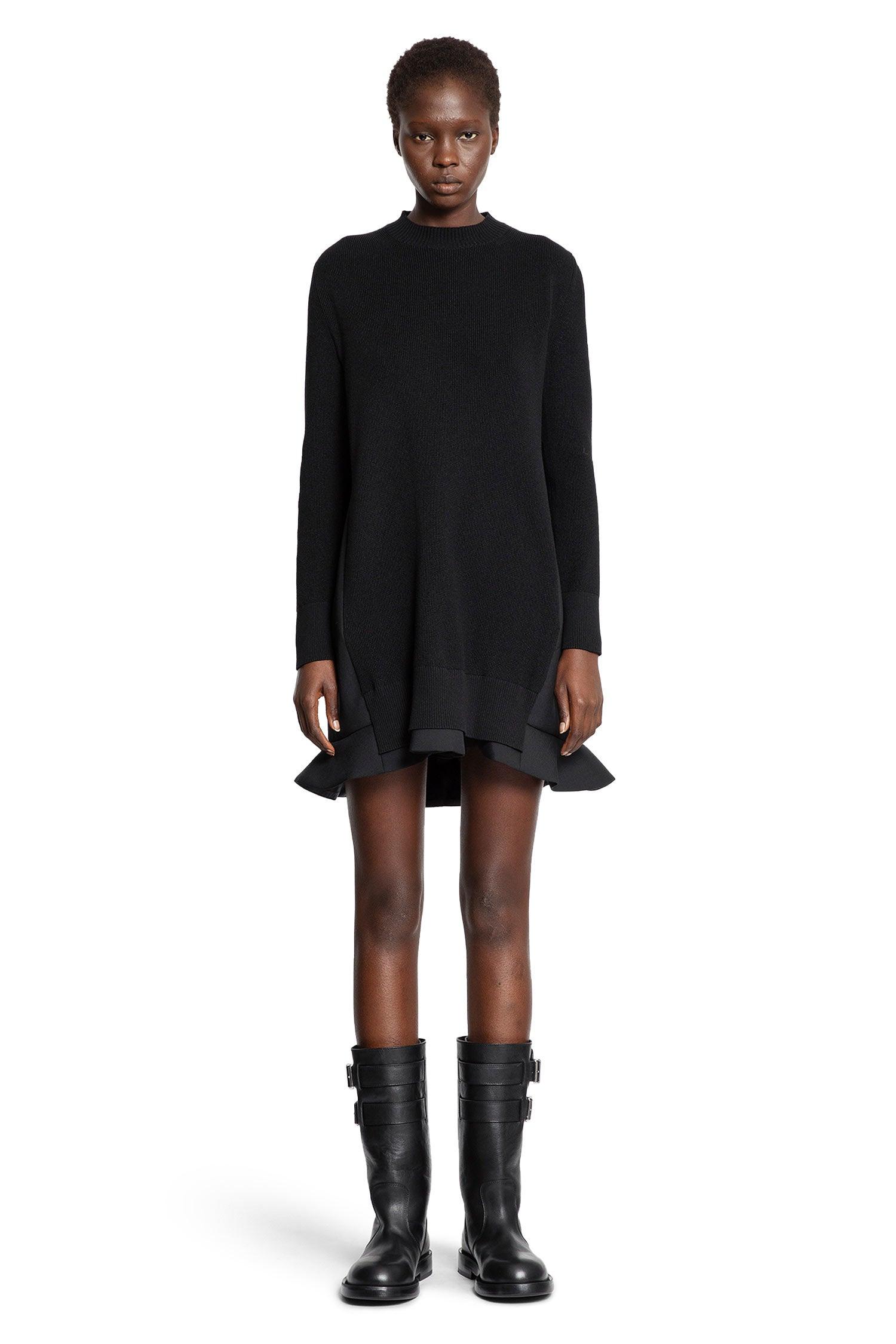 シャロ☆sacai 141,900円 Suiting Mix Dress sacai-Black-Suiting-Mix-Knit-