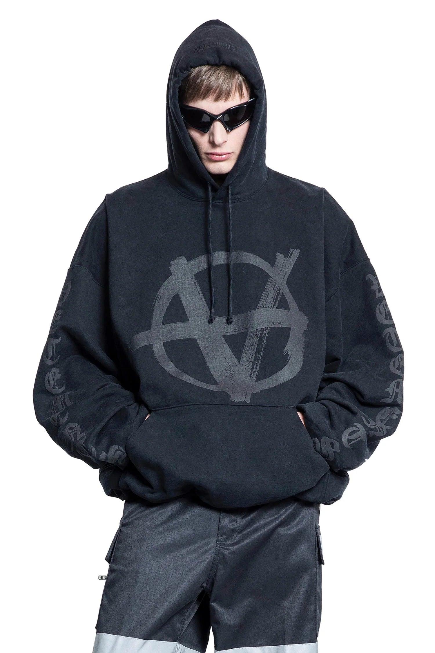 Vetements Double Anarchy Cropped Boxy Hoodie in Blue for Men | Lyst