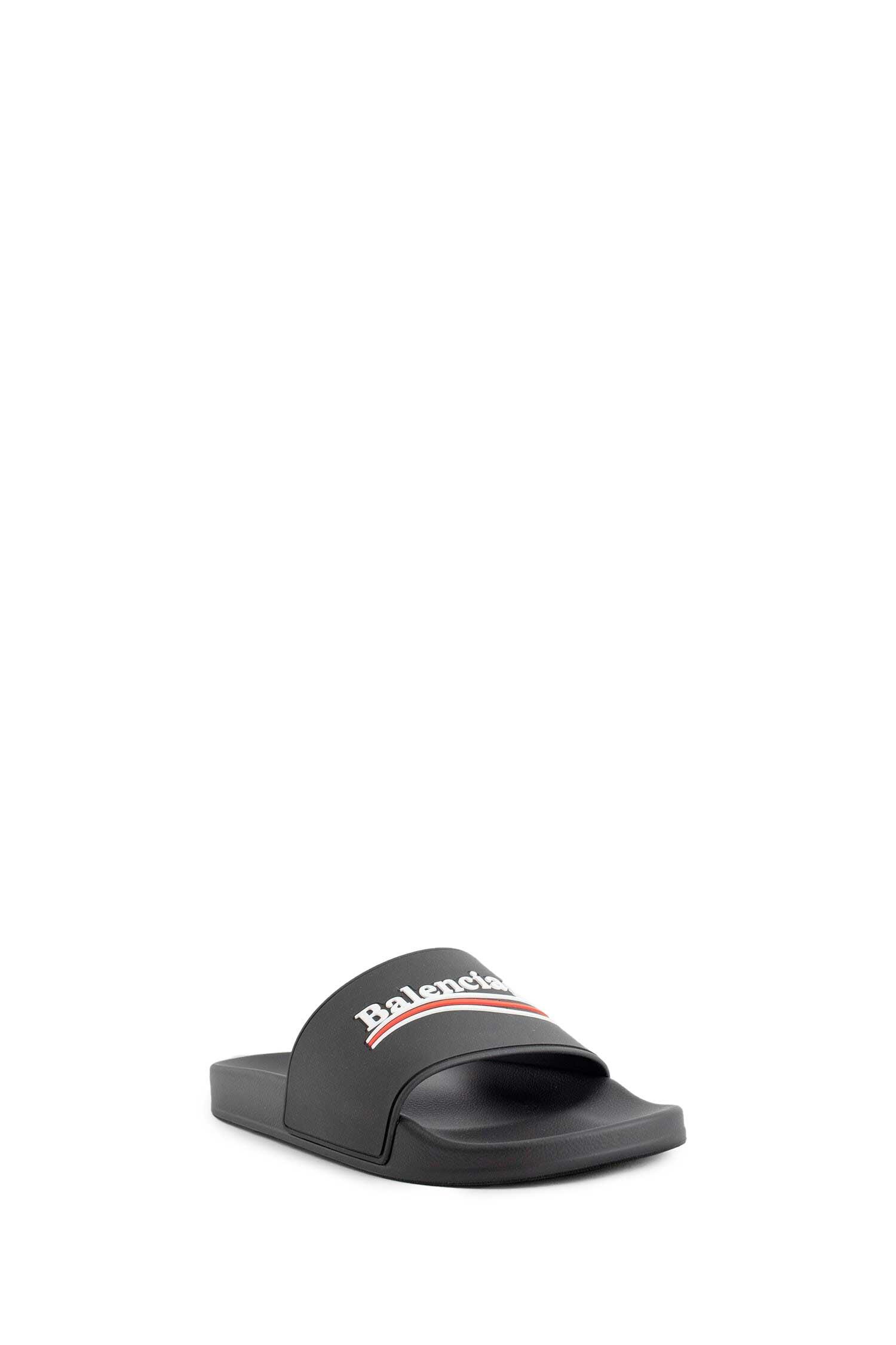 Balenciaga Pool Slide Mens Size 10 Black Shearling Political Campaign Logo Balenciaga Men main image 2
