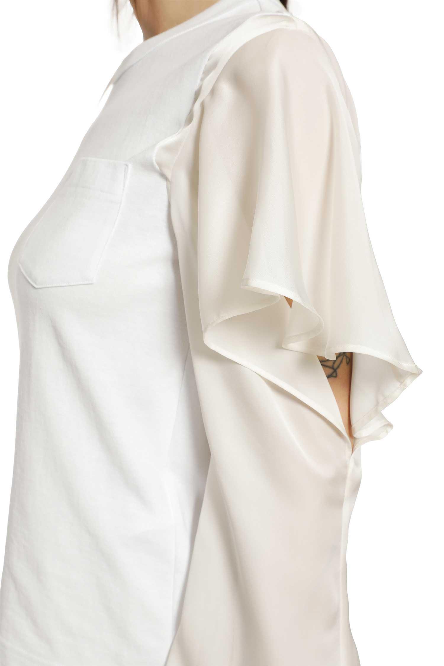 Sacai Satin X Cotton Jersey T-Shirt in White | Lyst