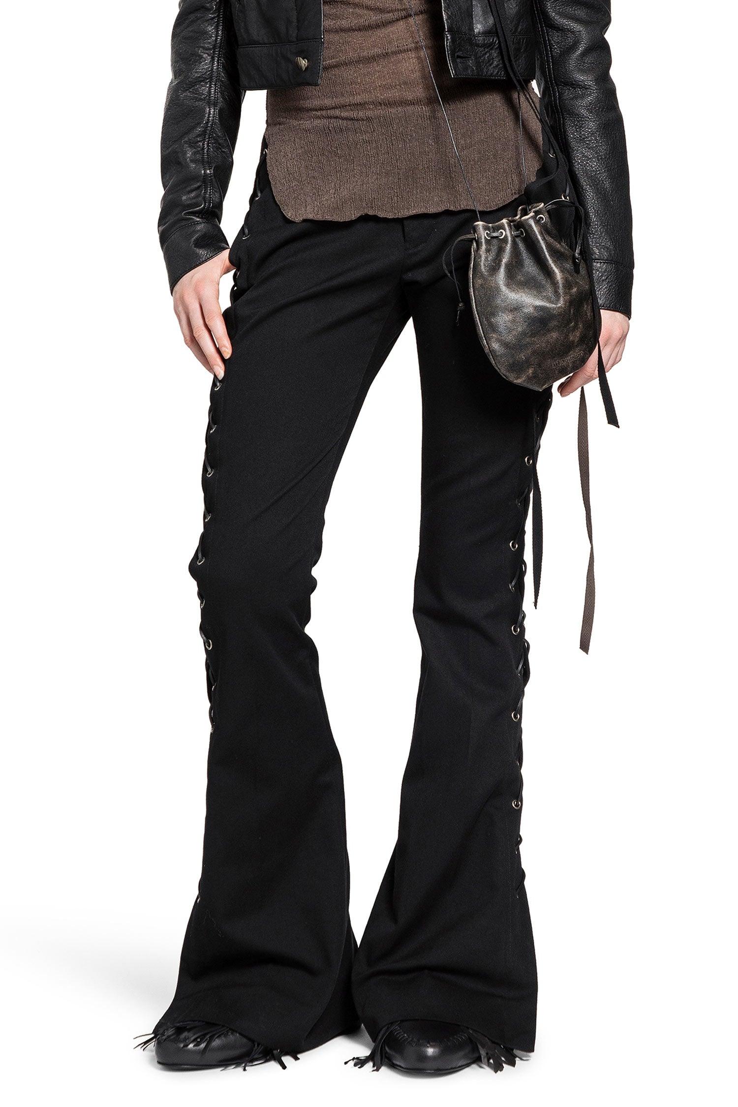パンツ ann demeulemeester Lace up detail pants Ann Demeulemeester Kel Lace-Up Bootcut Trousers in Black | Lyst