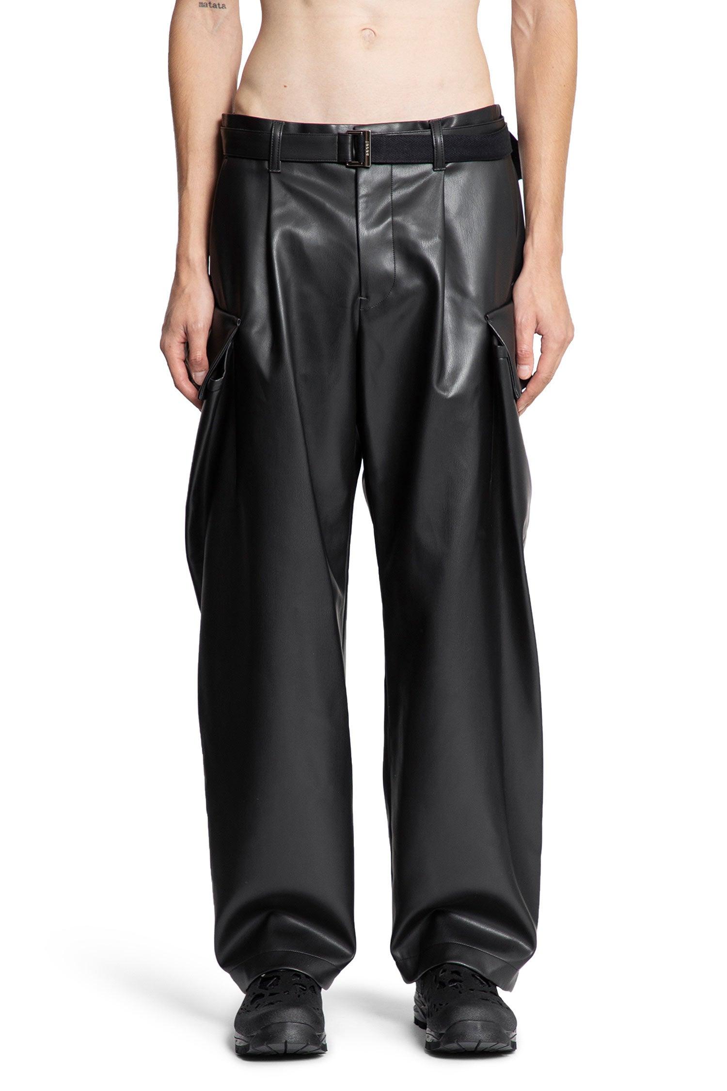 Sacai Faux Leather Pants in Black for Men | Lyst