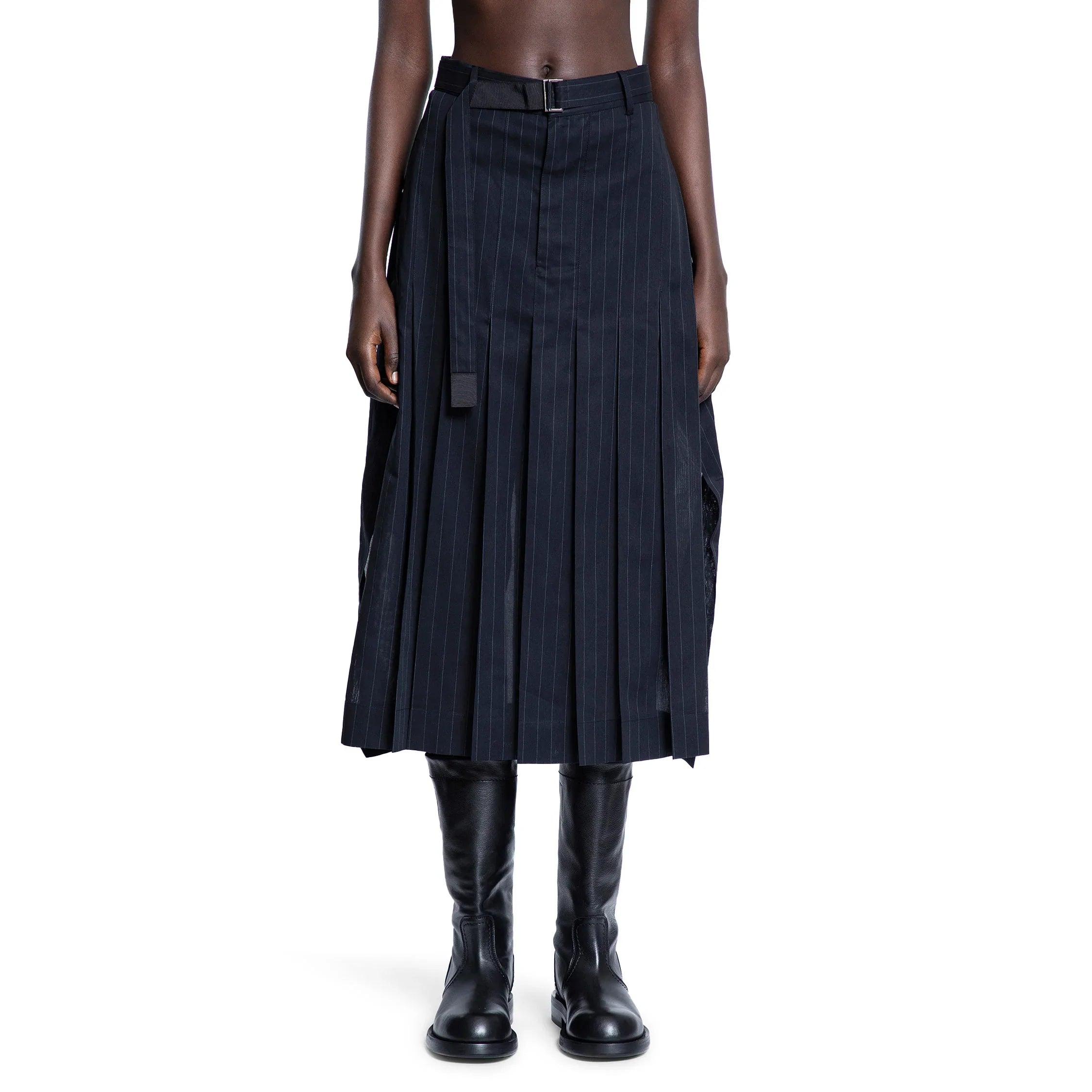 Sacai Striped Voile Skirt in Blue | Lyst