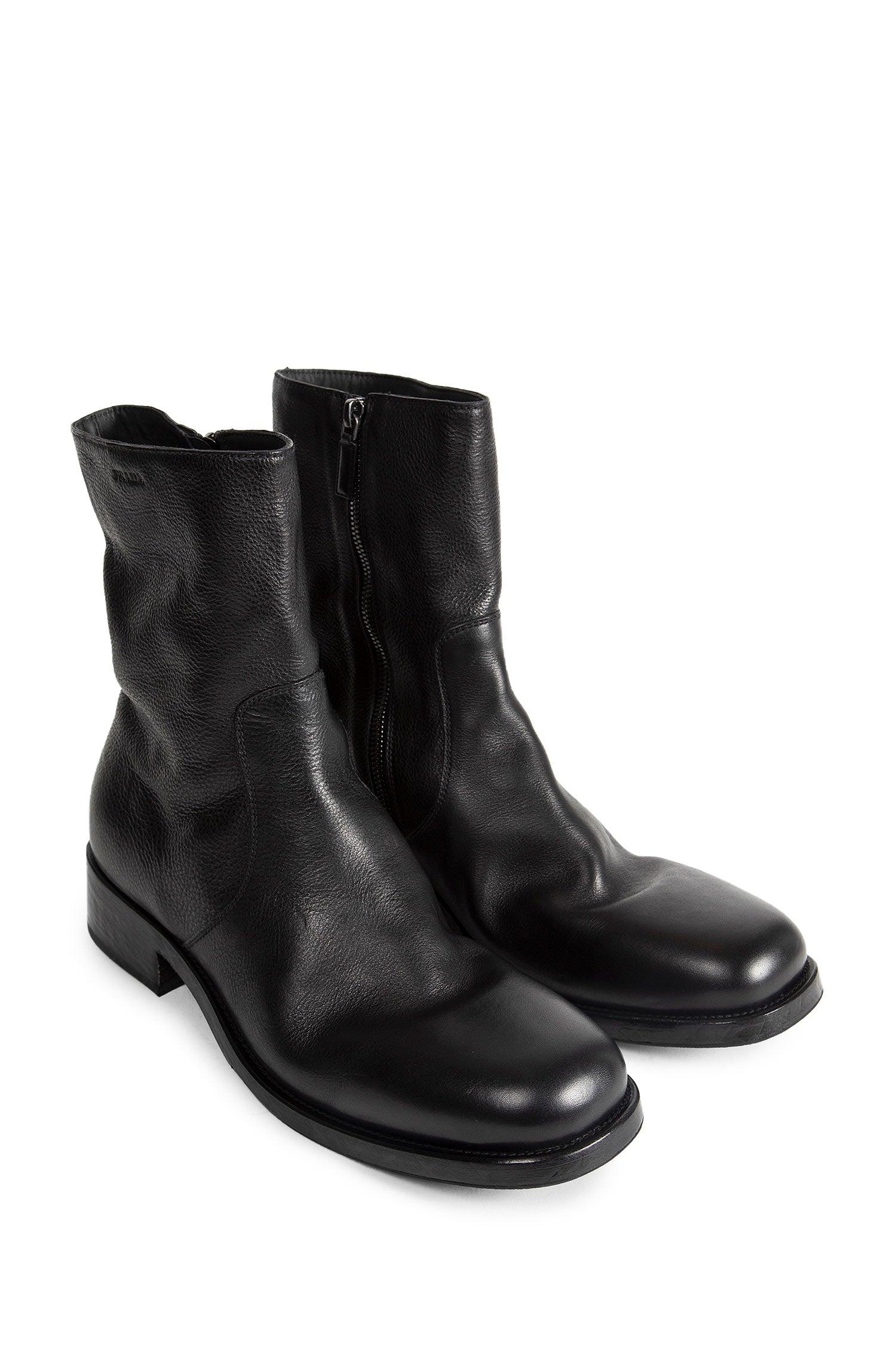 Prada Leather Zipper Ankle Boots in Black for Men | Lyst UK