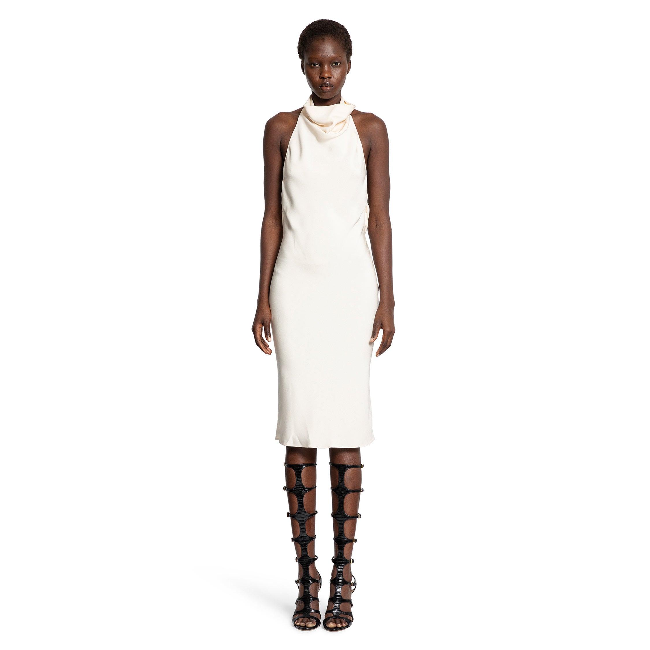 ワンピース TOM FORD WOMEN Halterneck Cocktail Dress Natural HALTERNECK SILK COCKTAIL DRESS WITH OPEN BACK | Tom Ford Fashion