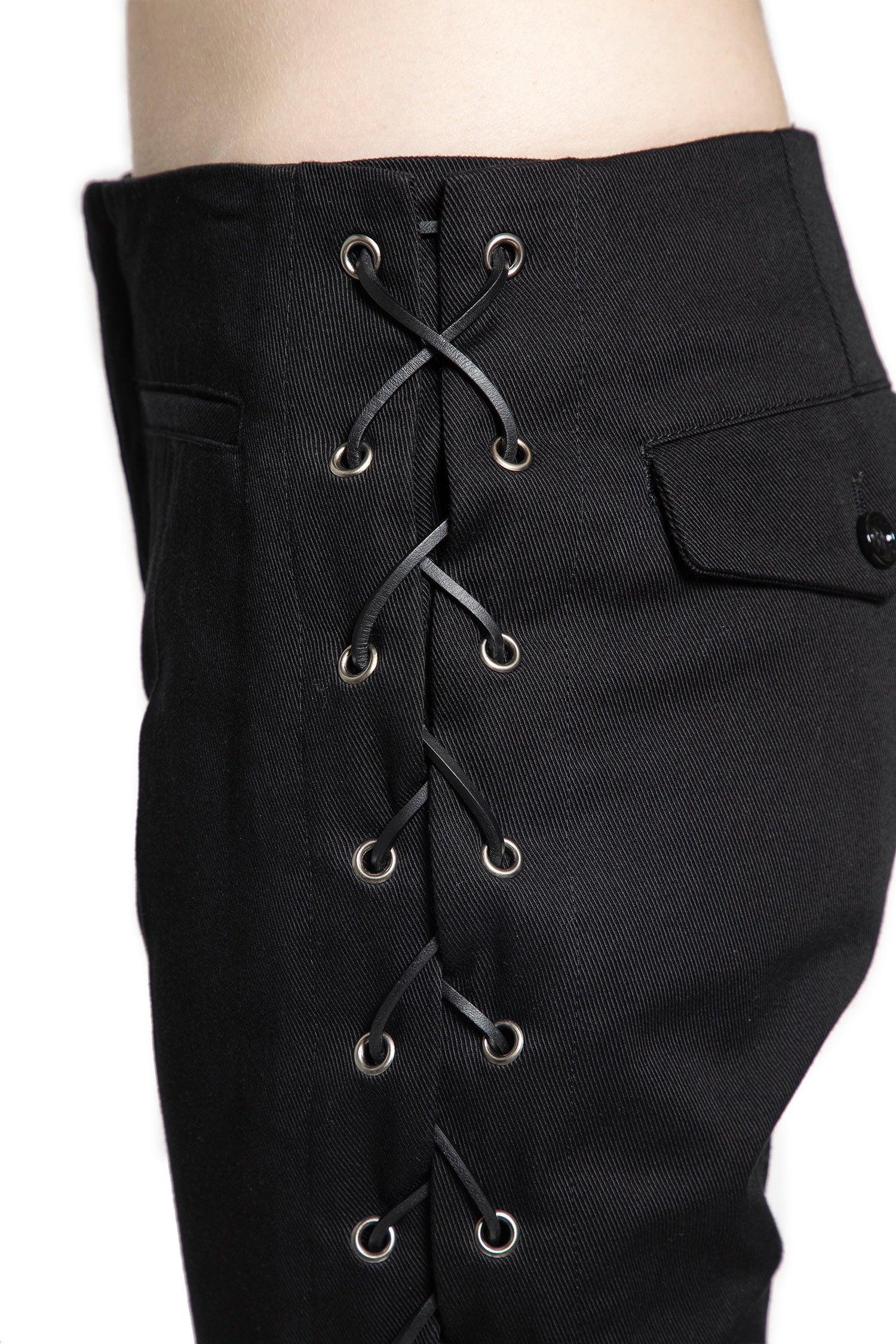 パンツ ann demeulemeester Lace up detail pants Ann Demeulemeester Kel Lace-Up Bootcut Trousers in Black | Lyst