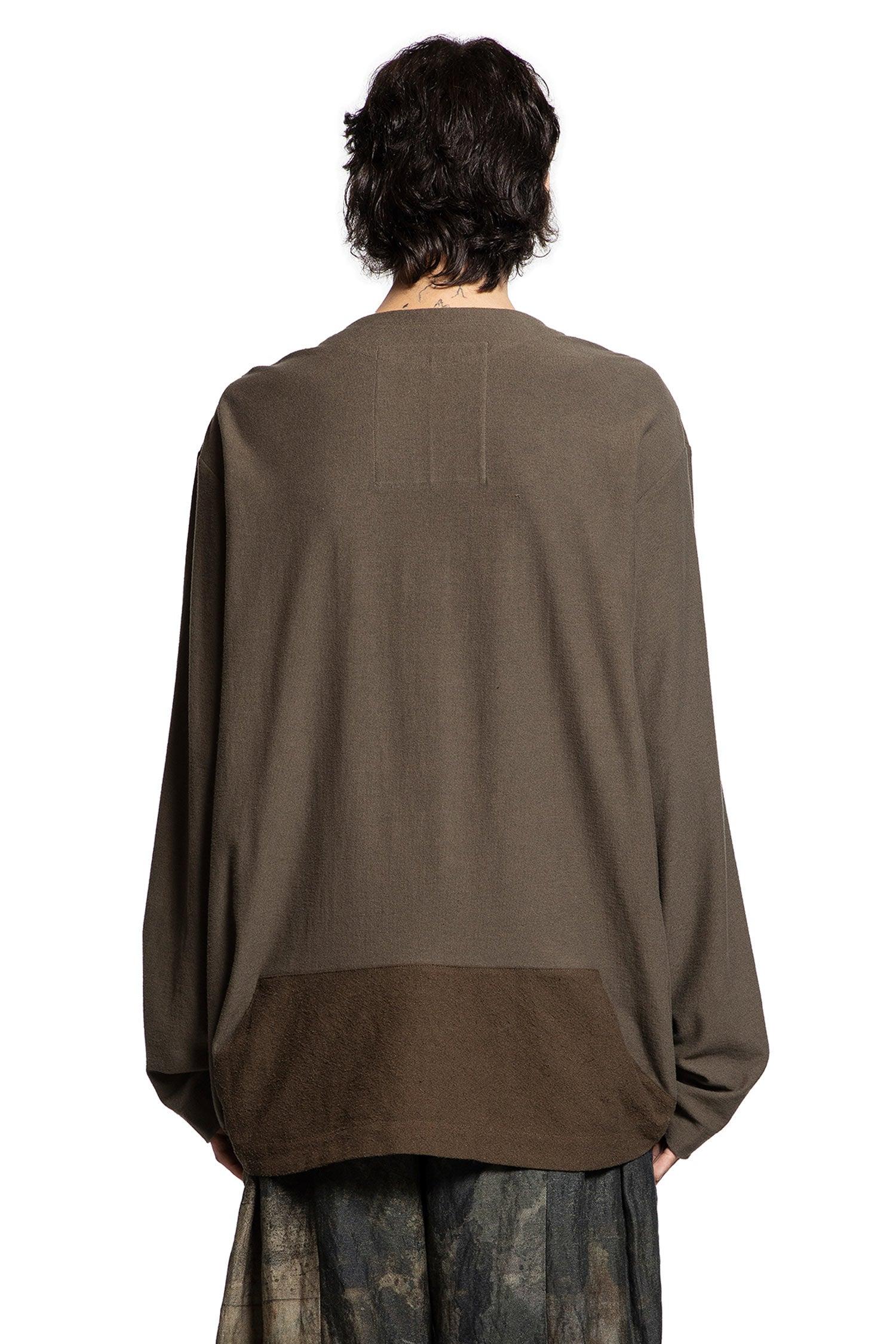 Ziggy Chen Henley Neck Long Sleeve T-Shirt in Brown for Men | Lyst UK