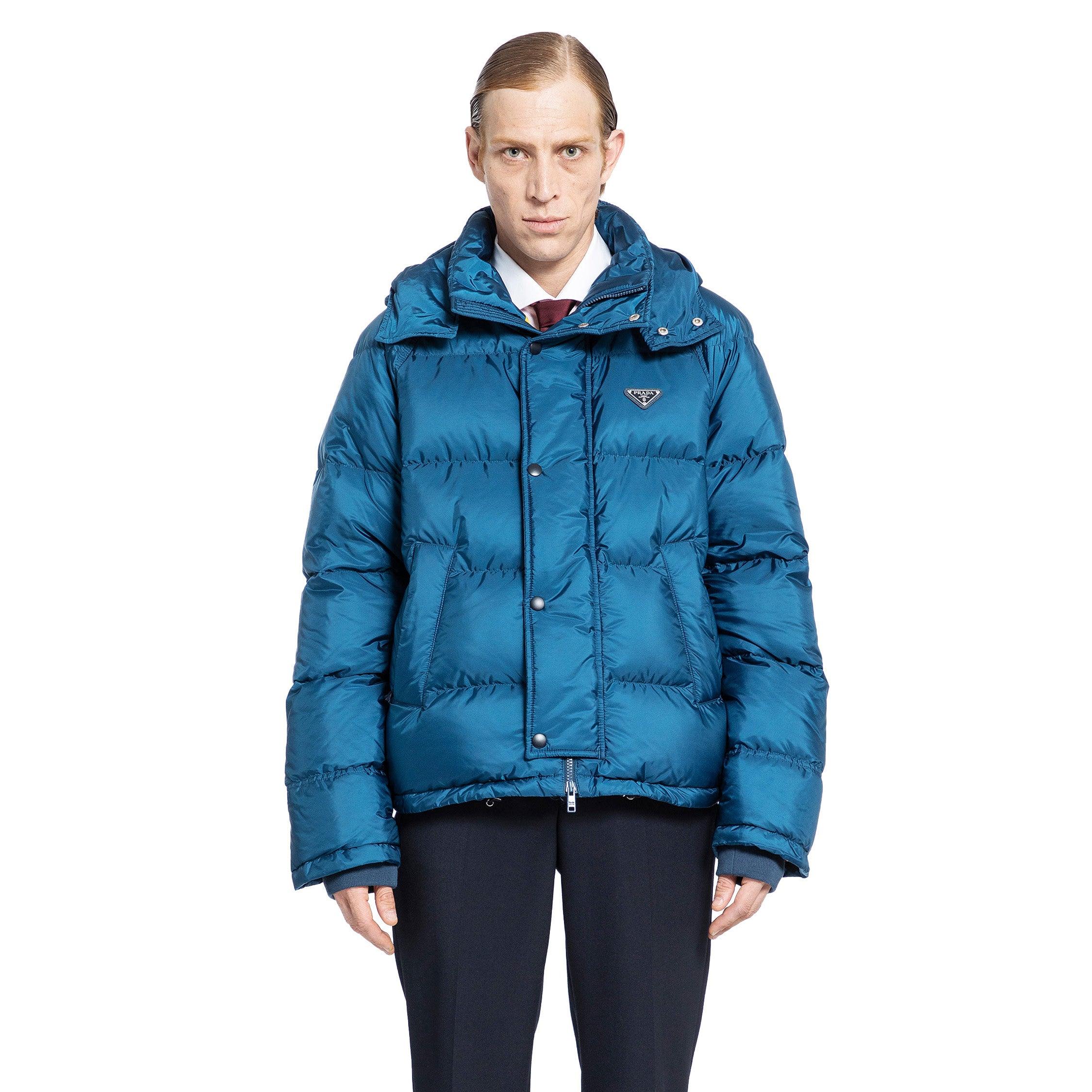 Blue prada puffer jacket hotsell