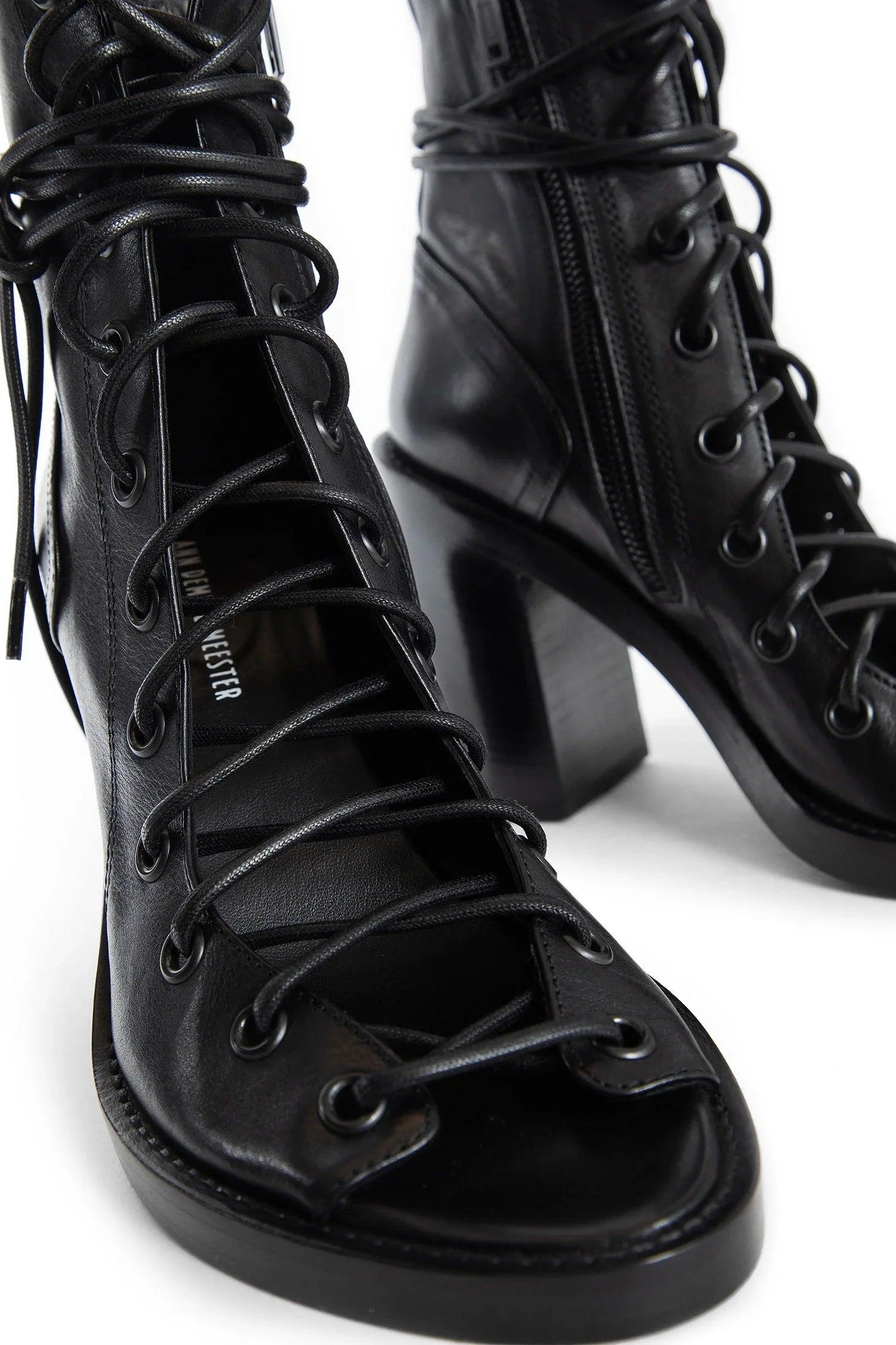 Ann Demeulemeester Bernardina Lace-Up Sandals in Black | Lyst