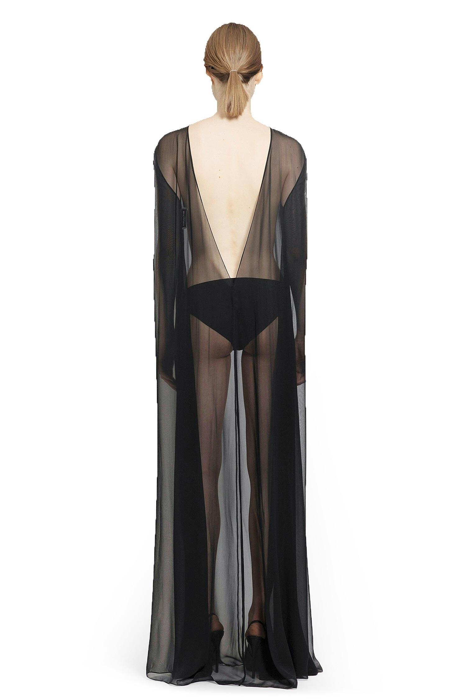 sheer muslin dress Early Sheer White Muslin Gown with Silk Woven Fichu
