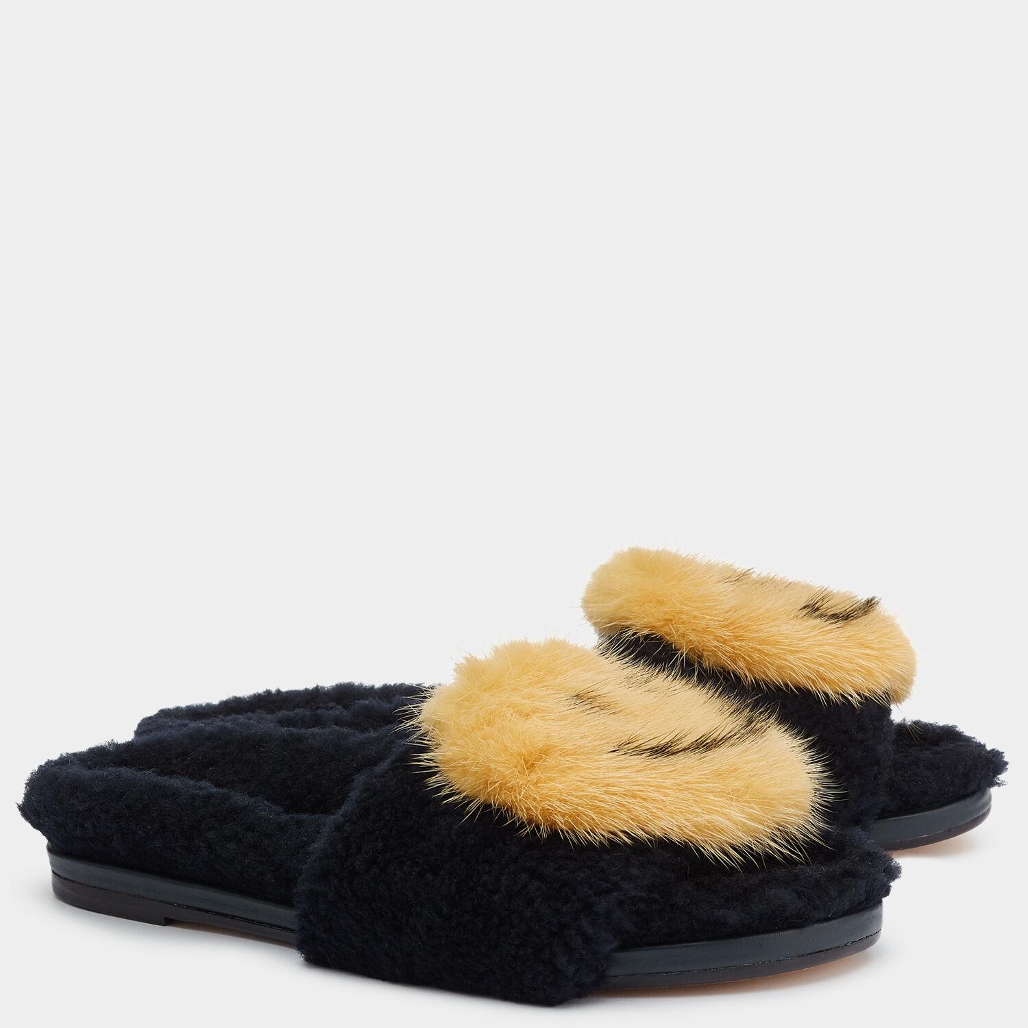 Anya Hindmarch Leather Smiley Slides in Indigo (Blue) Lyst