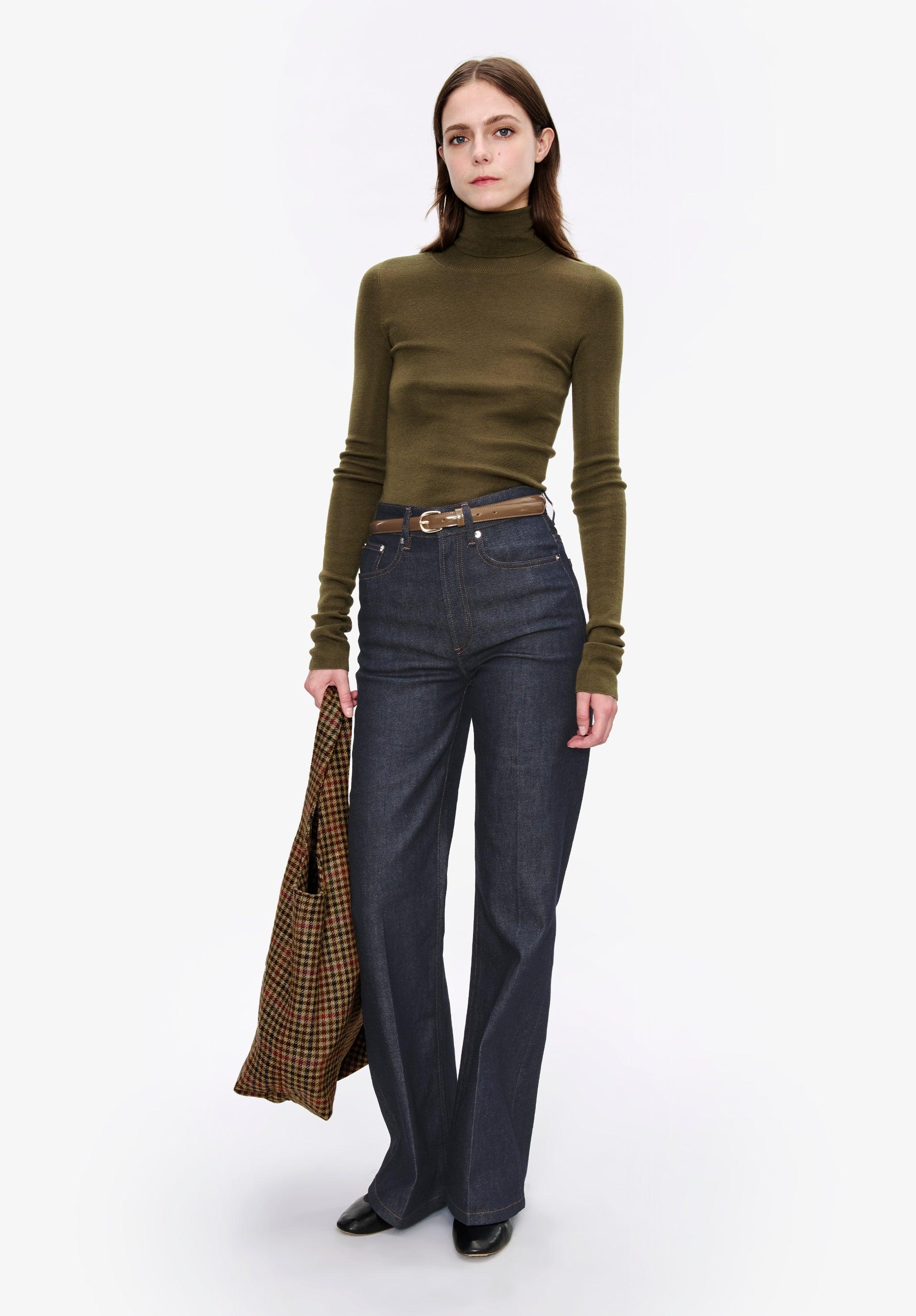 A.P.C. オリーブ ハイネックニット S - APC A.P.C. アーペーセー 