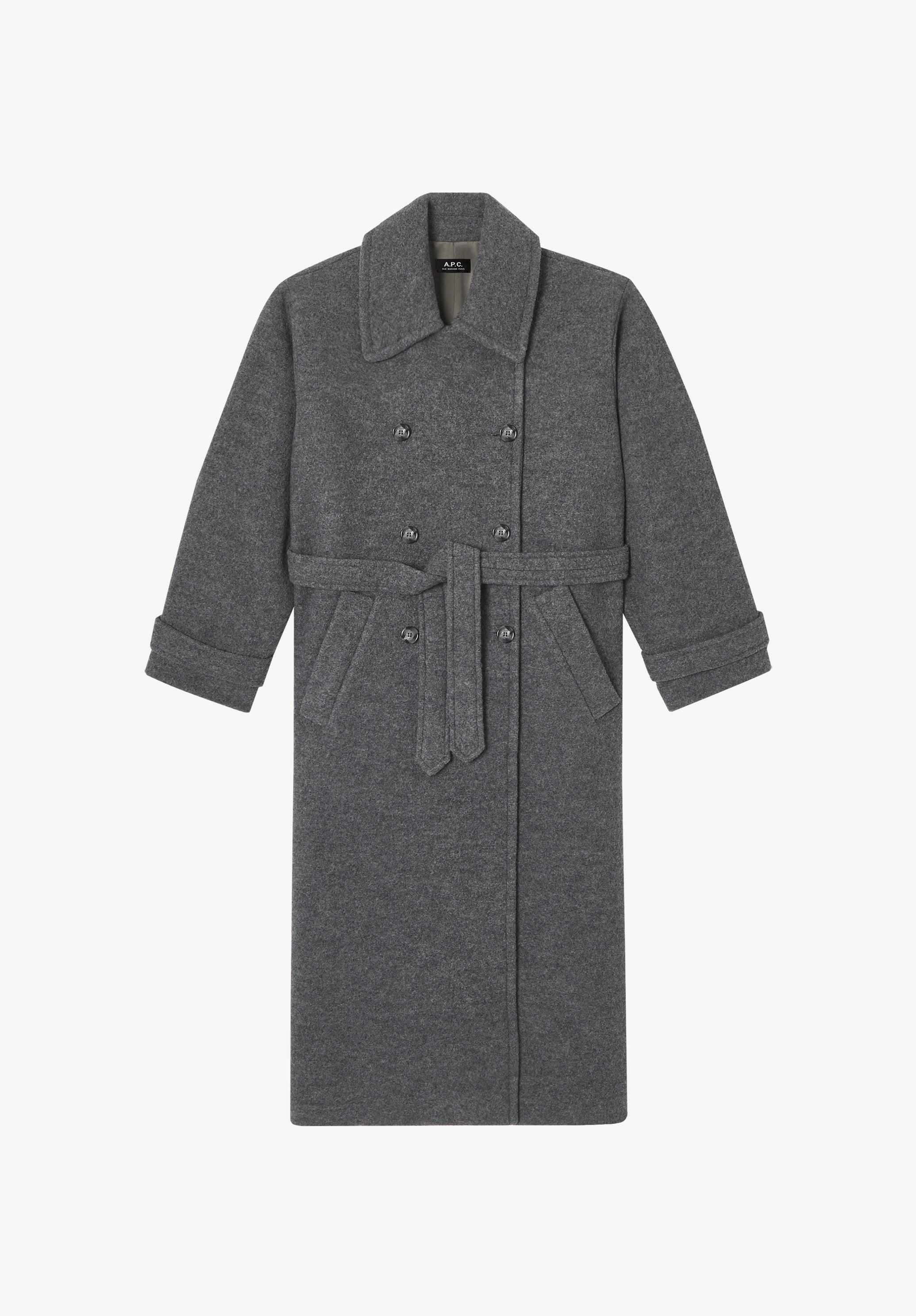 美品 A.P.C. chester coat XS black wool Baby Alpaca Long Lapel Collar Wrap Black Coat | SENTALER