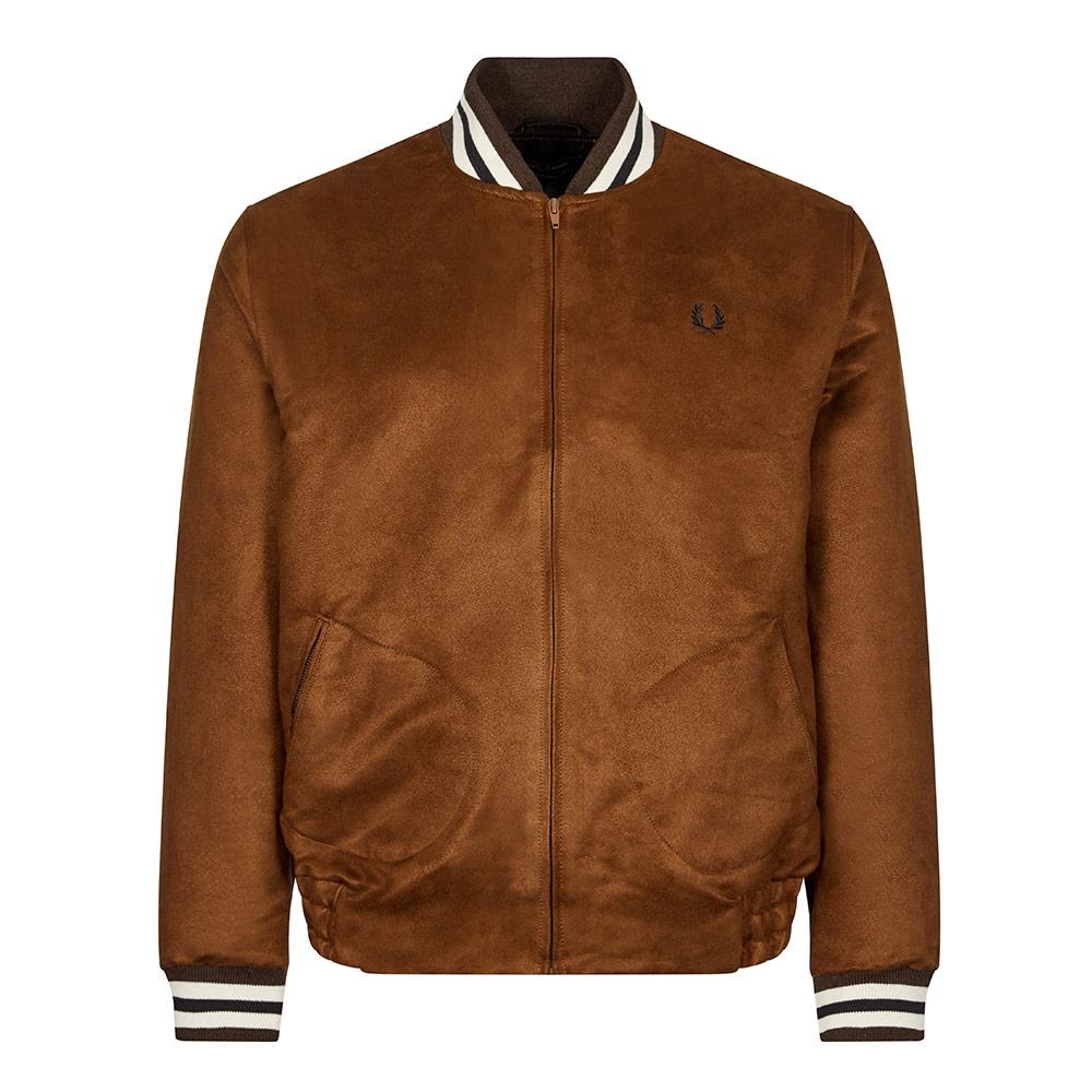 marriage rookie In quantity Fred Perry Suedette Bomber Jacket in Brown for Men | Lyst