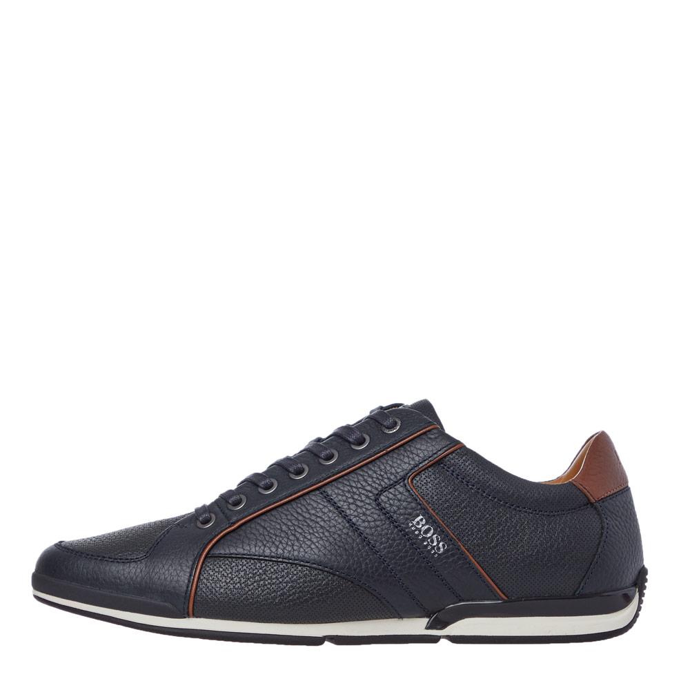 BOSS by Hugo Boss Leather Trainers Low Top Saturn in Navy (Blue) for ...