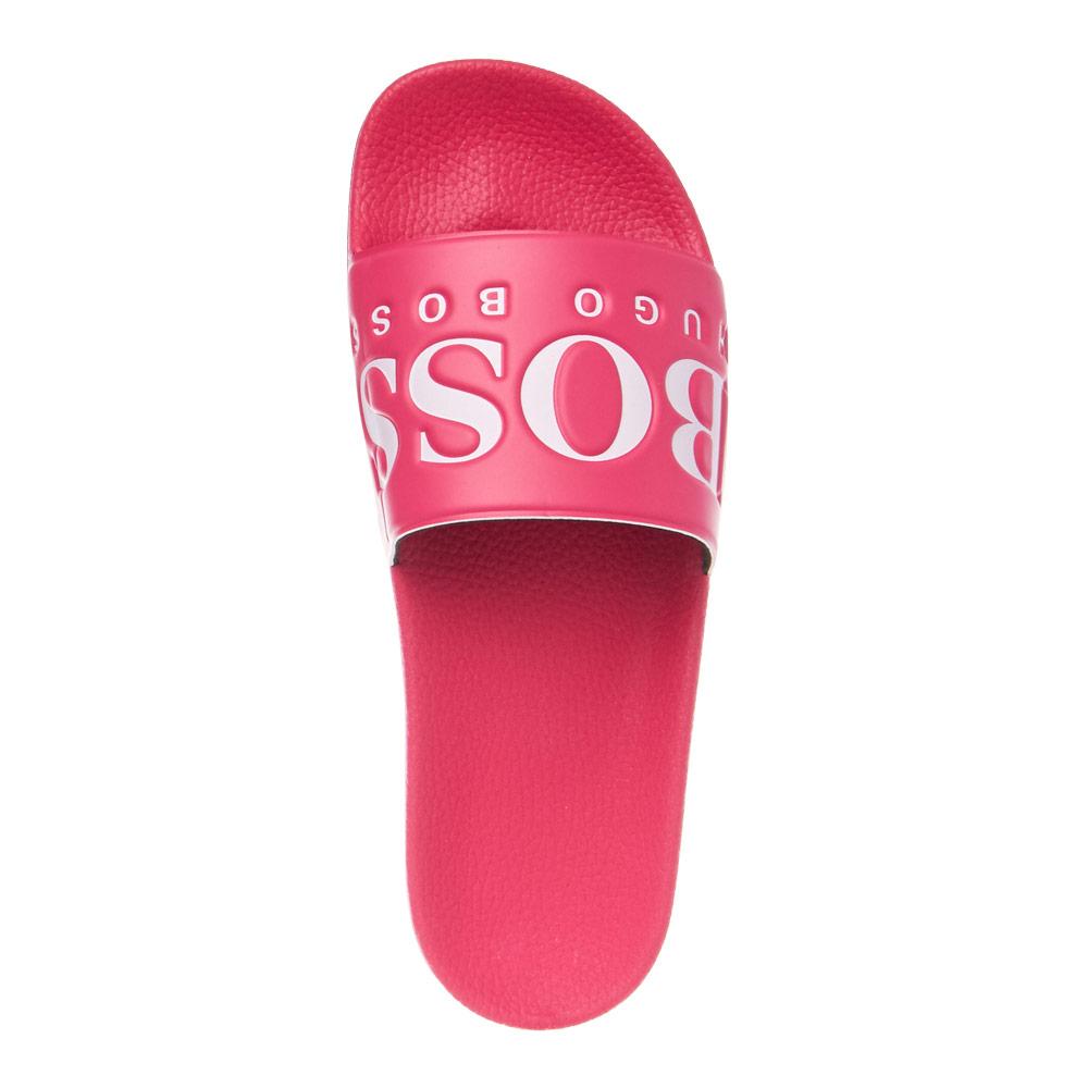 baby pink hugo boss sliders