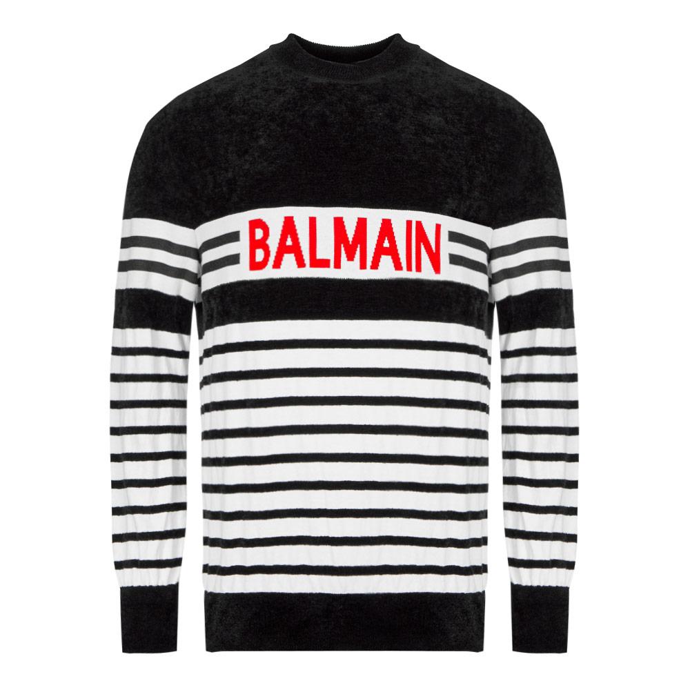 Balmain Leather Striped Logo Jumper in Black for Men Save 60 Lyst