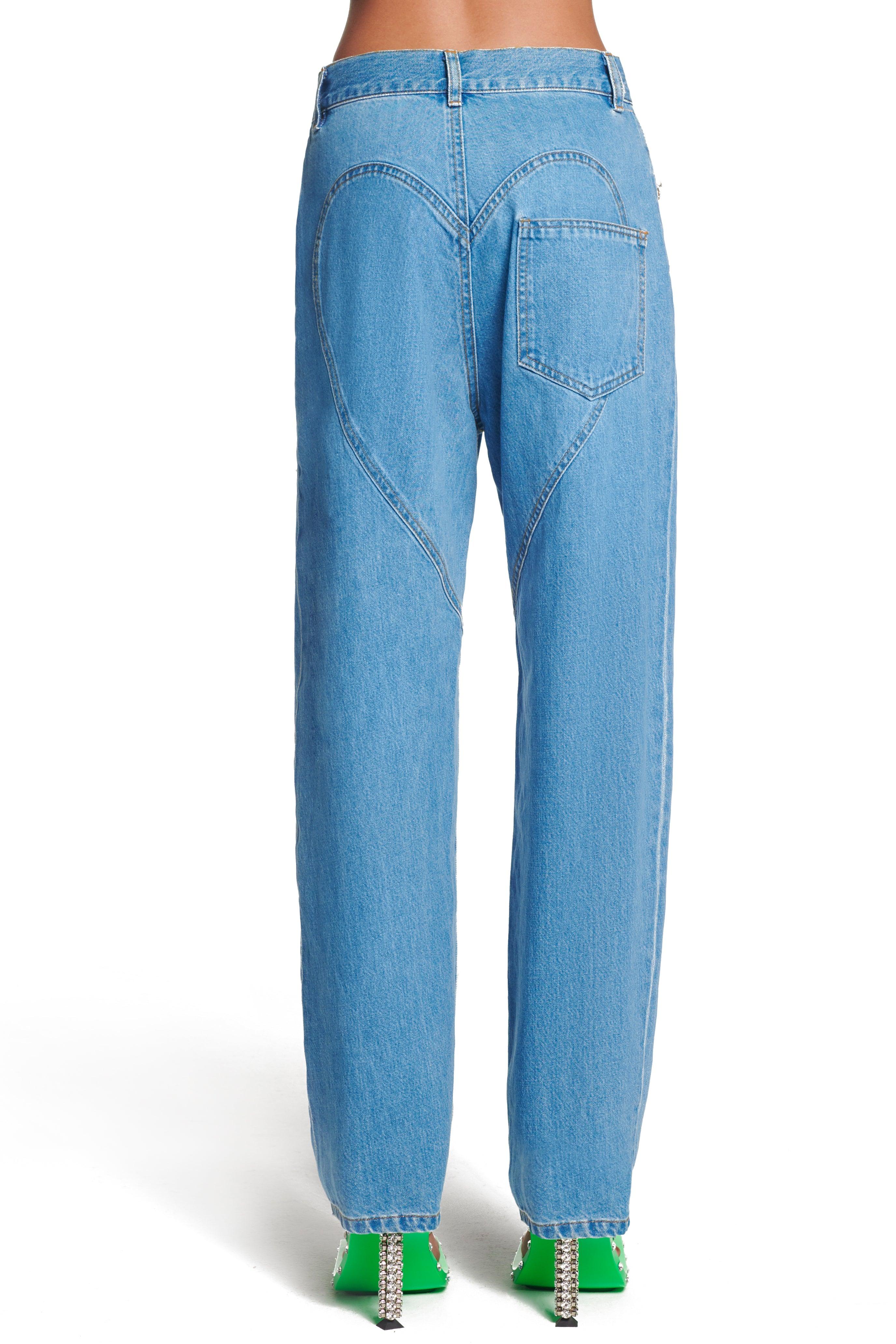 Area Denim Crystal Heart Jean in Blue 