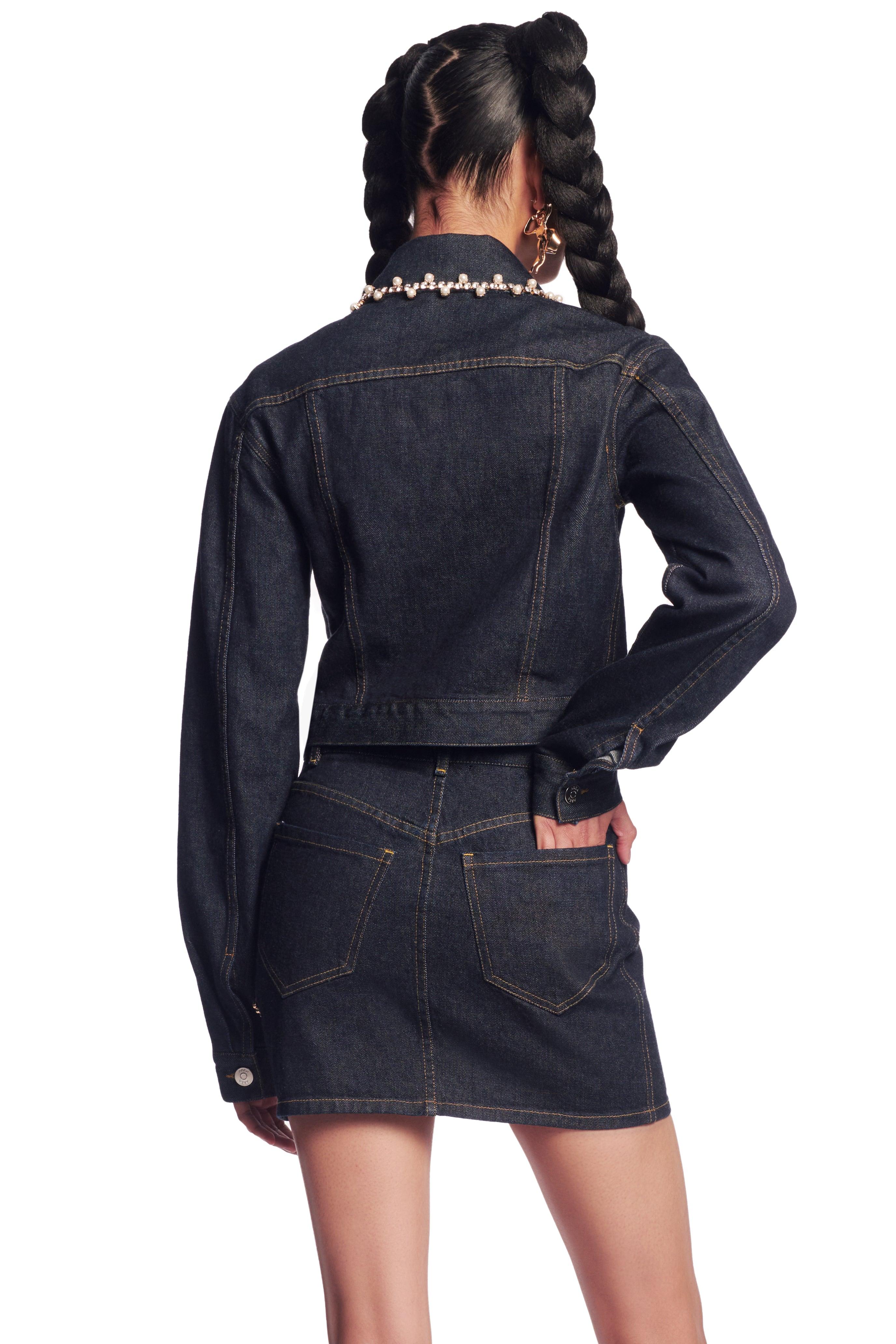 pearl trim denim jacket