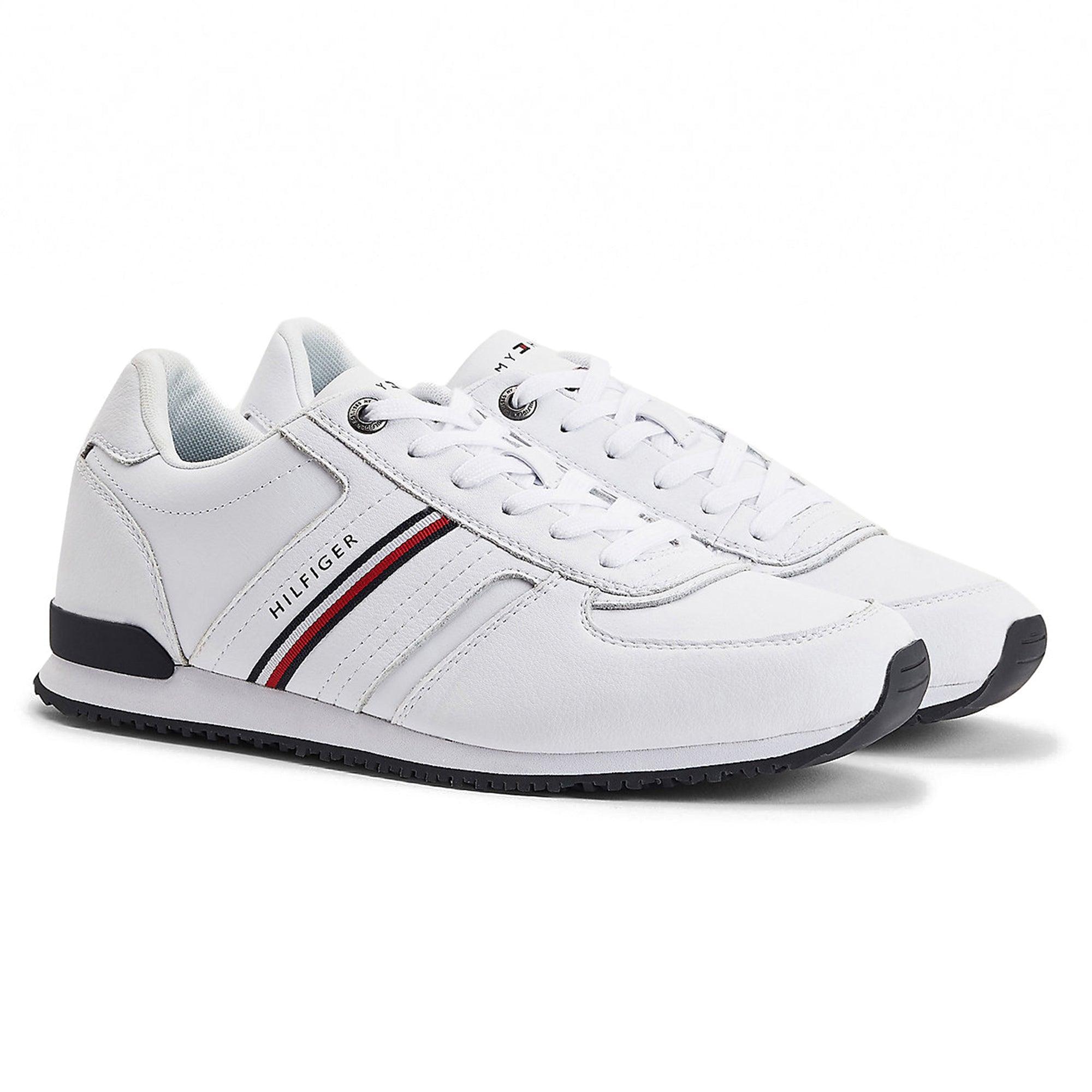 Compound ancestor Laziness Tommy Hilfiger Iconic Leather Runner Stripes Trainers White for Men | Lyst