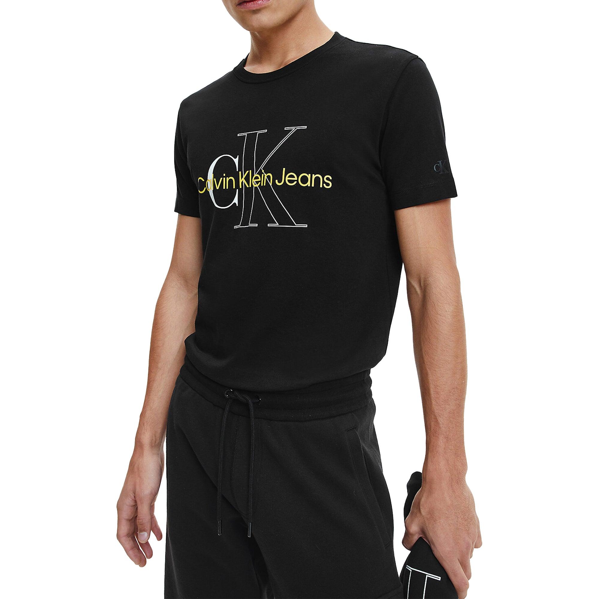 Calvin Klein Two Tone Monogram T-shirt in Black for Men | Lyst