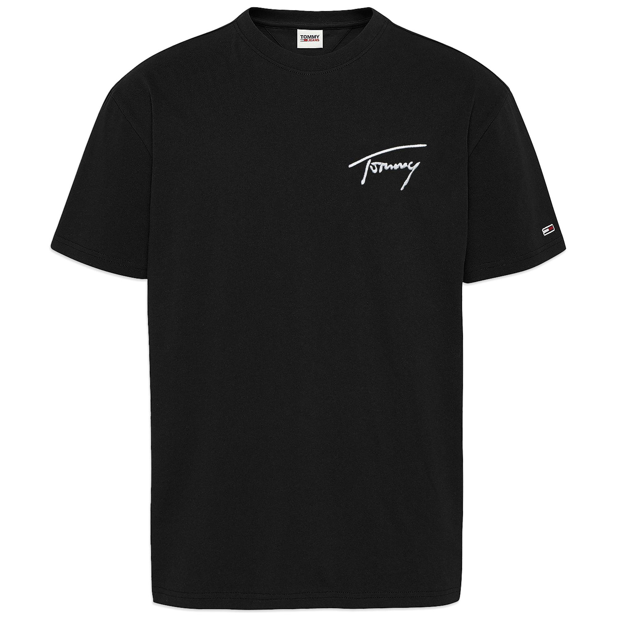 Tommy Hilfiger Tommy Signature Embroidery T-shirt in Black for Men | Lyst