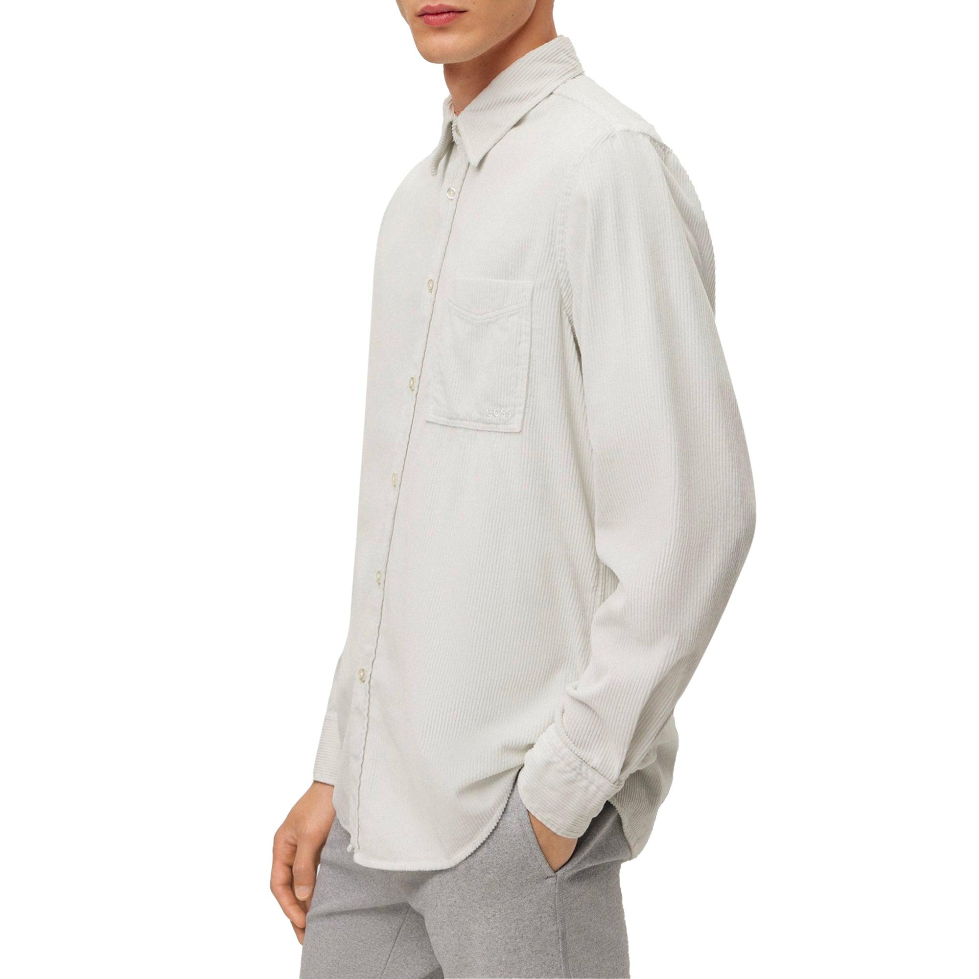 BOSS by HUGO BOSS Light Pale Grey Relegant 6 Corduroy Shirt in White for  Men | Lyst