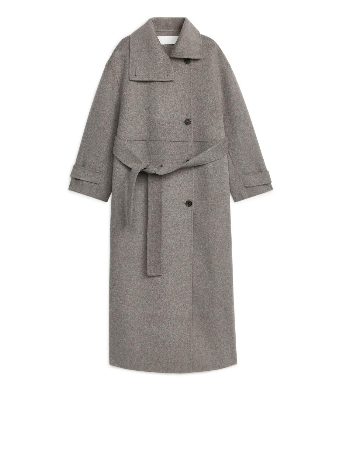 arket oversized double face wool coat grey