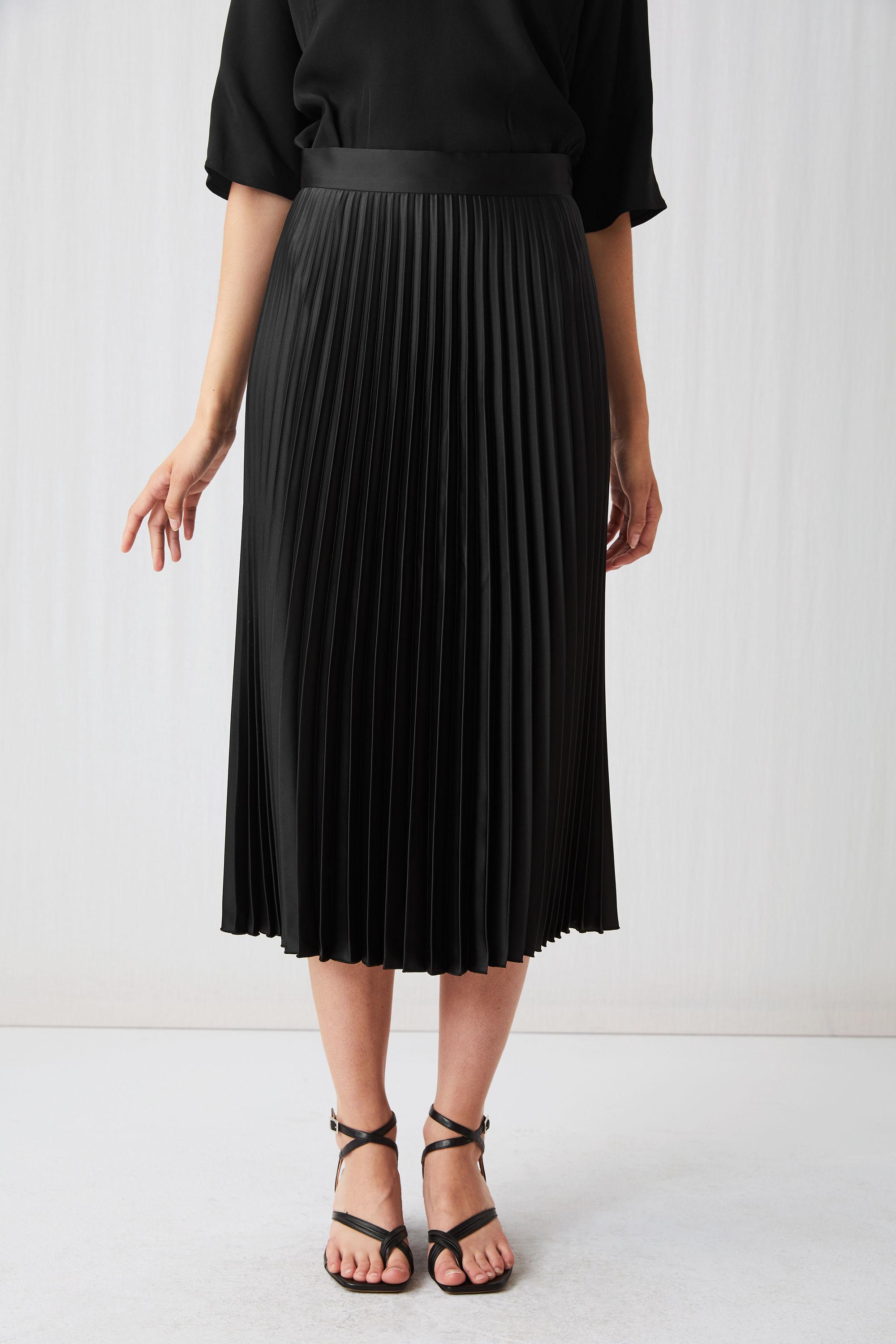 Arket navy pleated skirt online