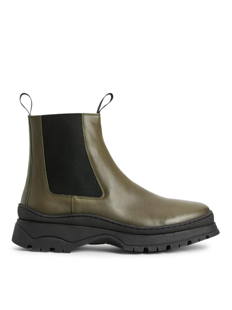 ARKET Chunky-sole Leather Boots in Green for Men | Lyst UK