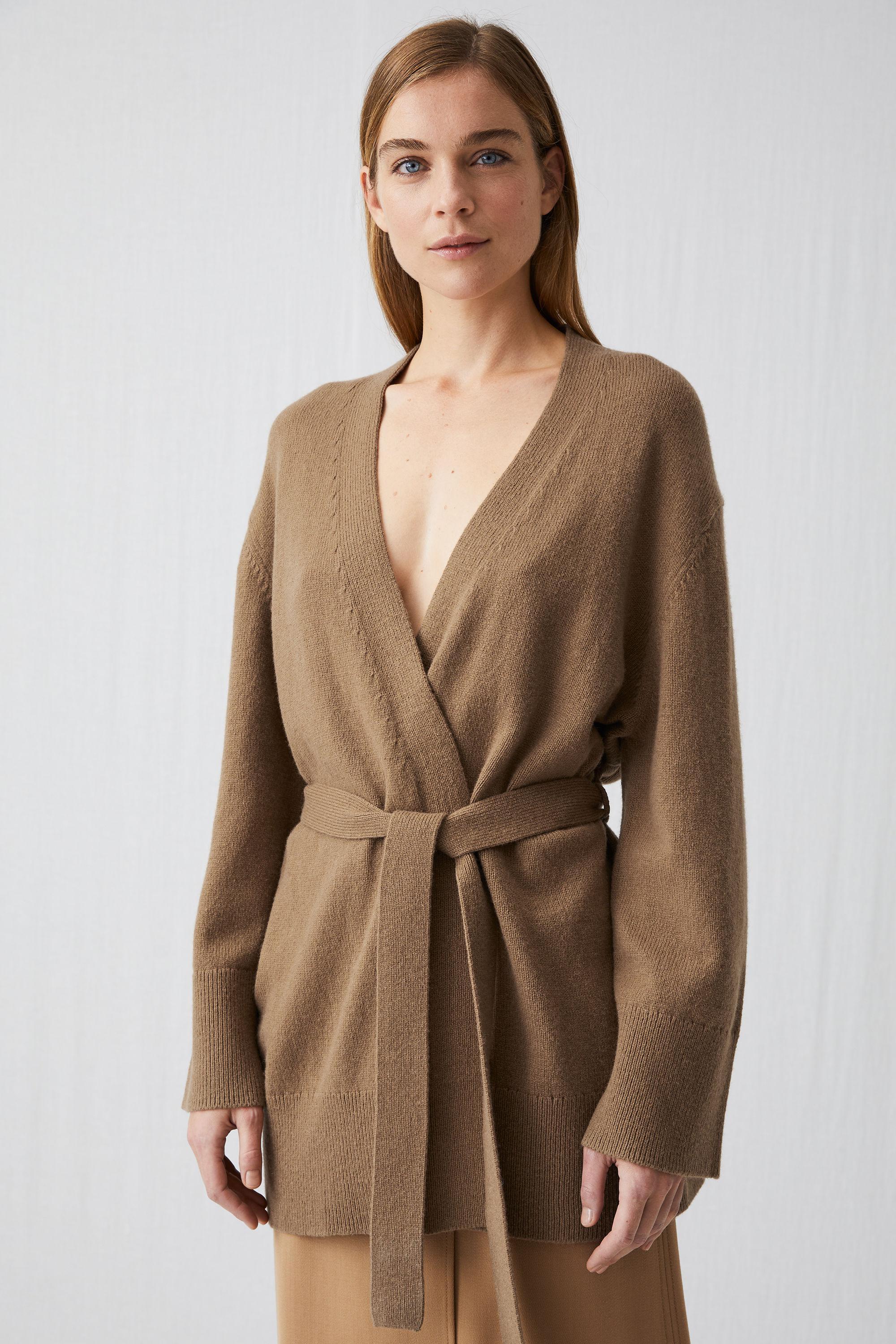wool blend long wrap cardigan