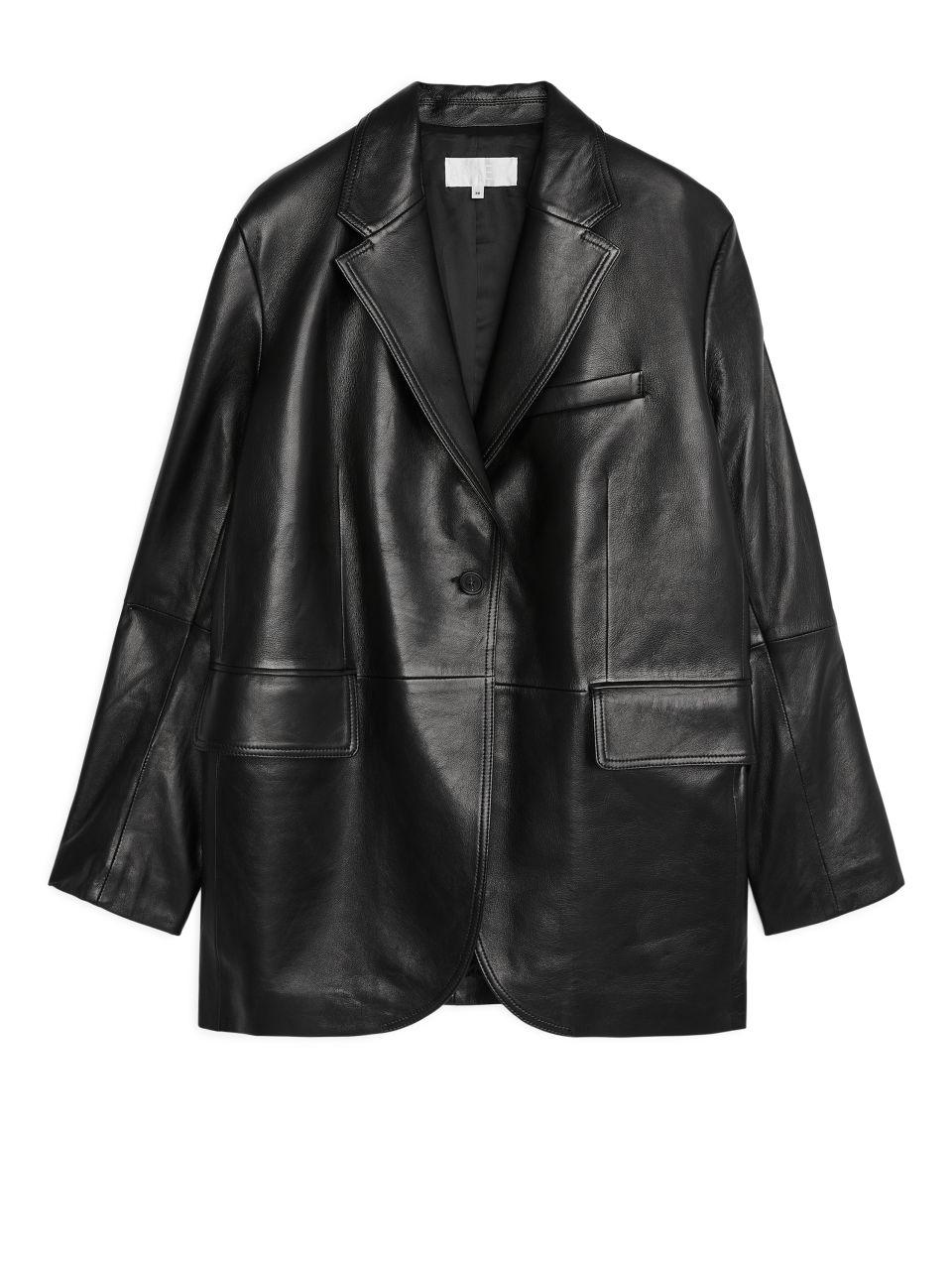 ARKET Oversized Leather Blazer in Black Lyst