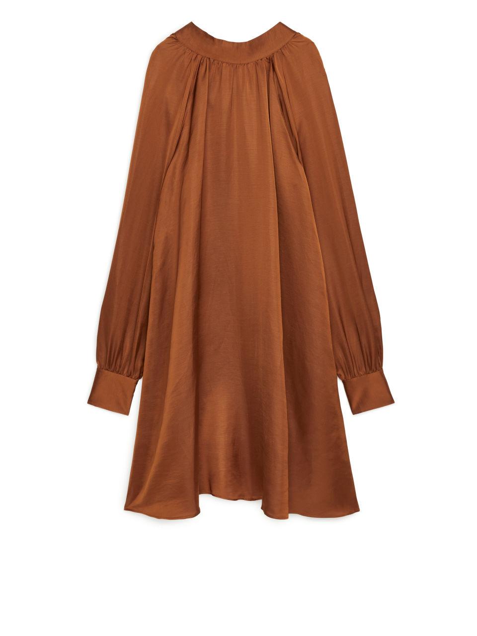ARKET Tie-neck Linen Blend Dress in 