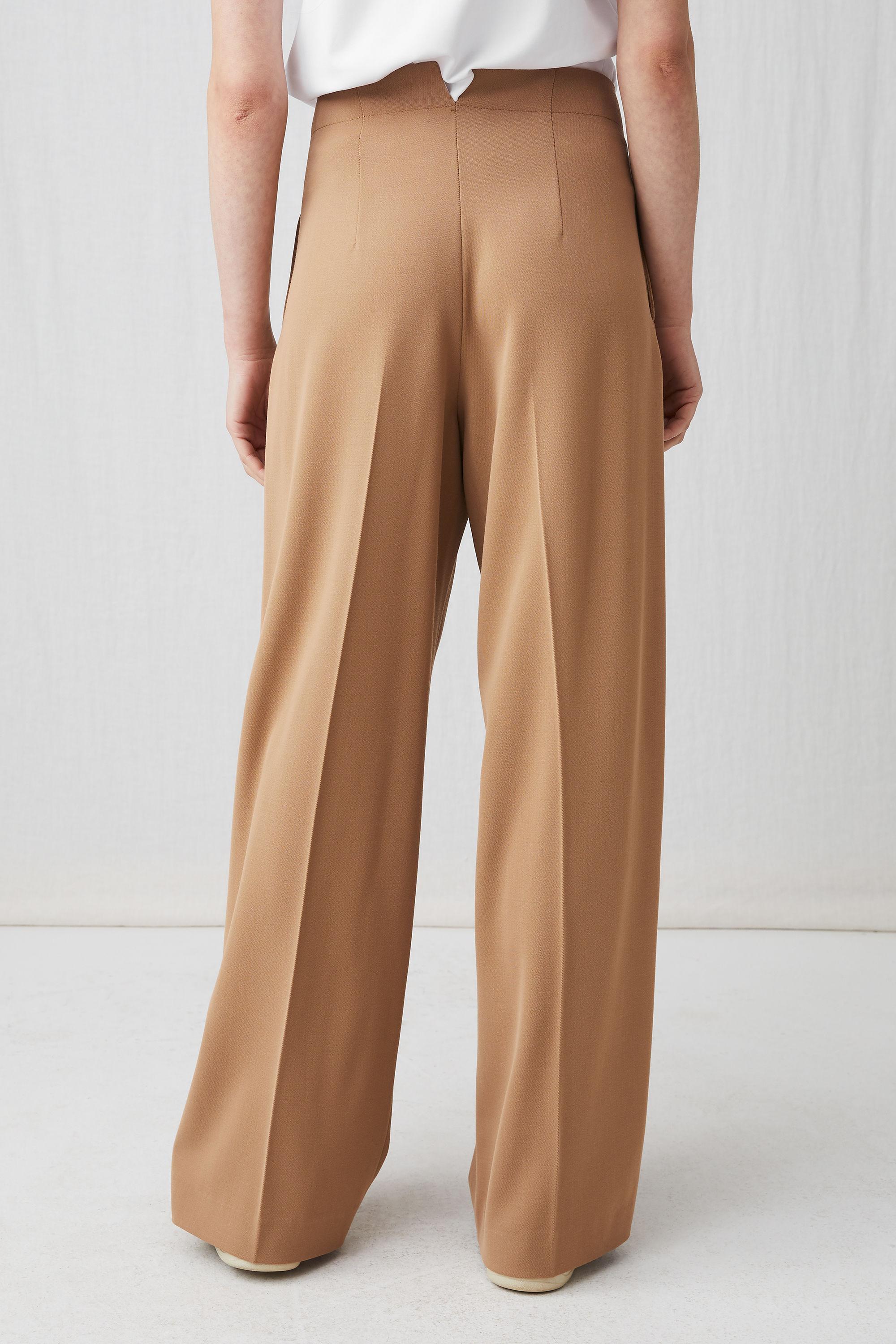 ARKET Wide Fluid Wool Trousers in Dark Beige (Natural) - Lyst