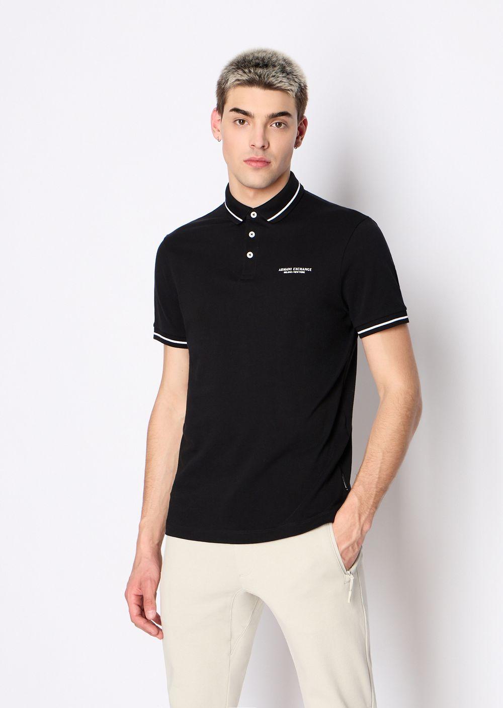 Emporio Armani Armani Exchange - Milano New York Cotton Pique Polo Shirt in  Black for Men | Lyst