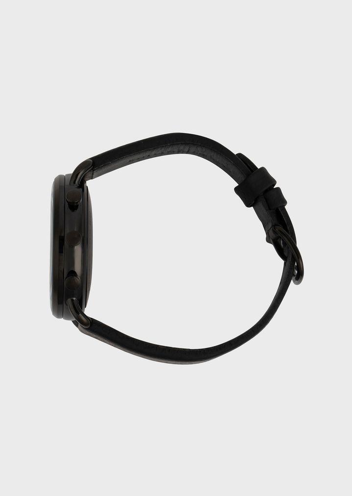 emporio armani hybrid smartwatch with hammered leather strap