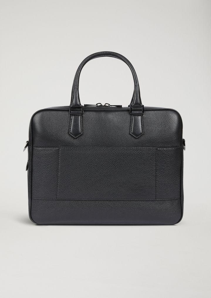 Emporio Armani Leather Briefcase in Black for Men - Lyst