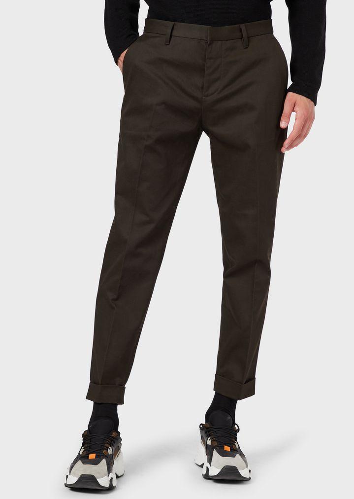 Emporio Armani Cotton Casual Pants in Green for Men - Lyst