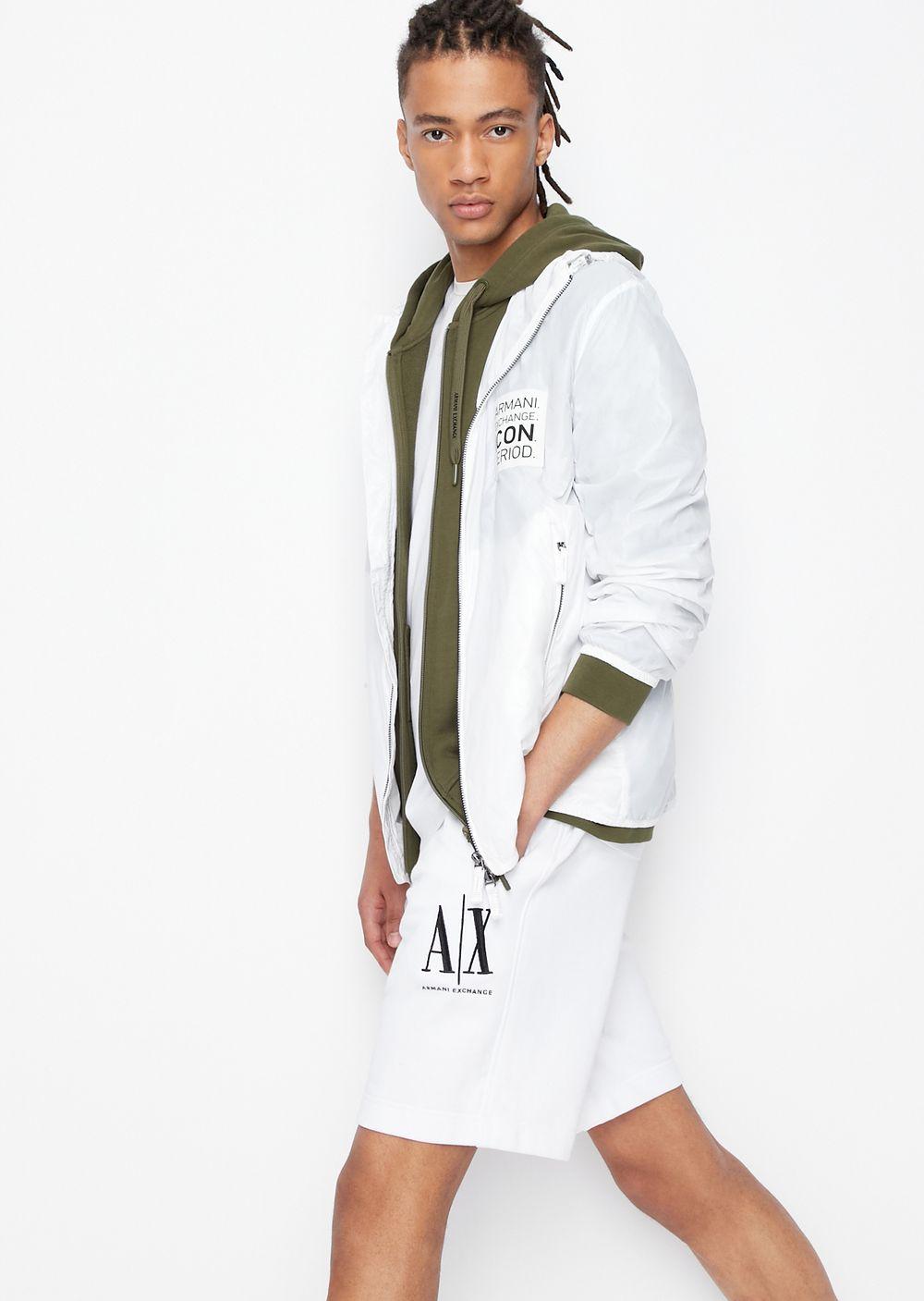 Armani Exchange Icon Logo Cotton Fleece Shorts in White for Men | Lyst