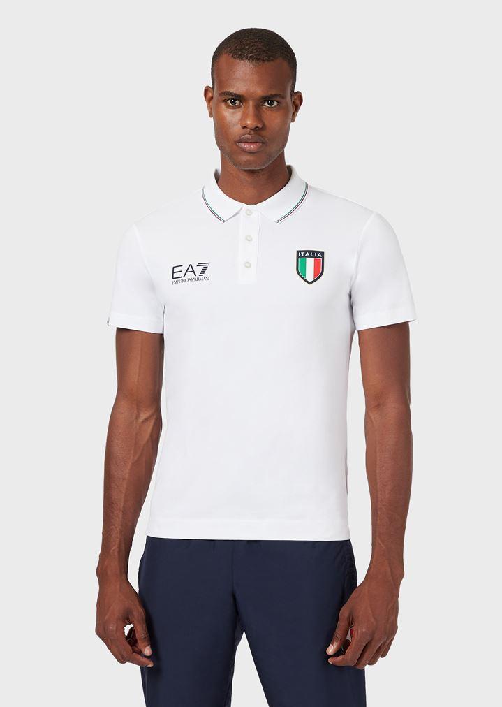 Polo Team Italia Emporio Armani de hombre de color Blanco | Lyst