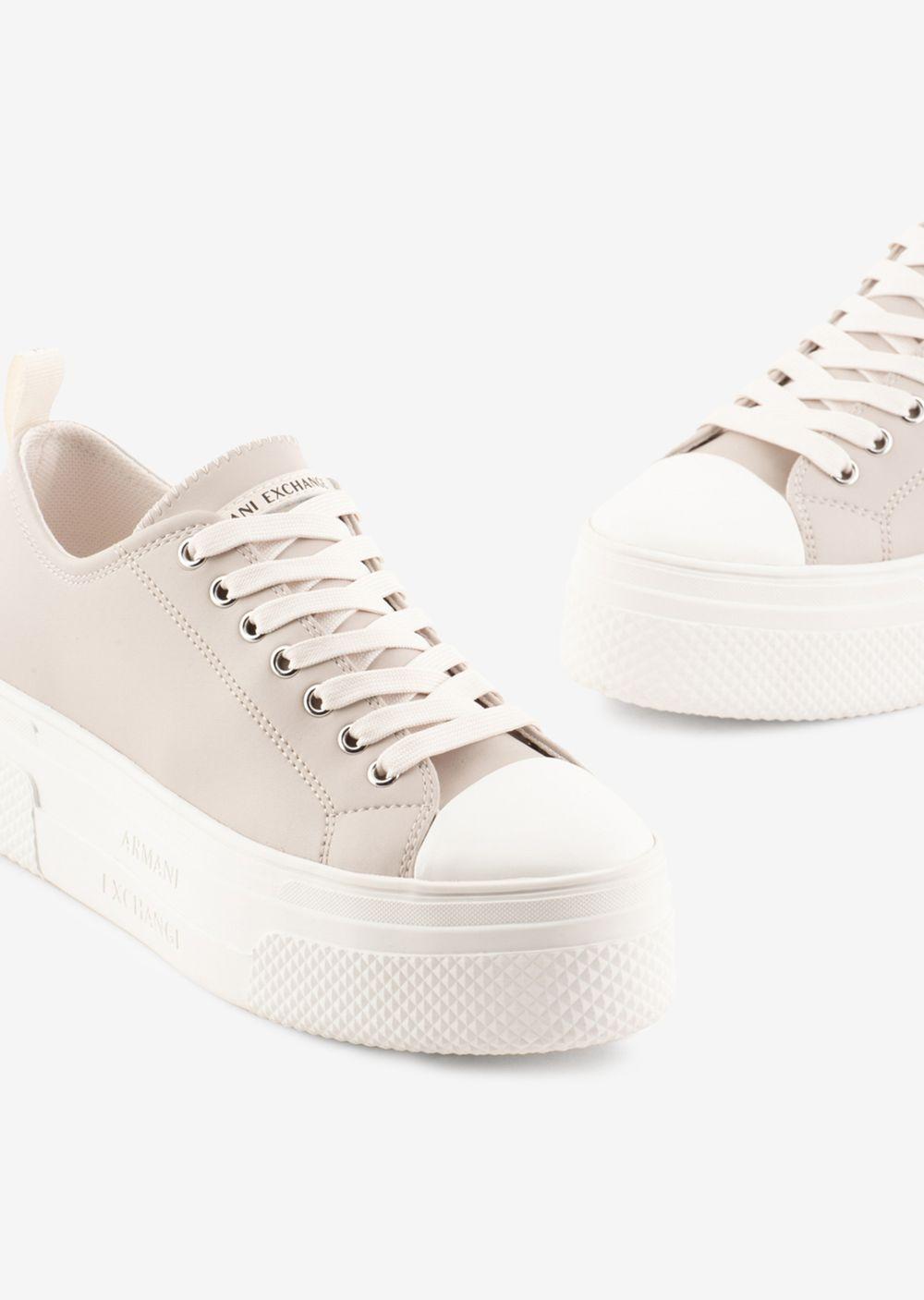 Armani Exchange Action Leather Platform Sneakers in White | Lyst