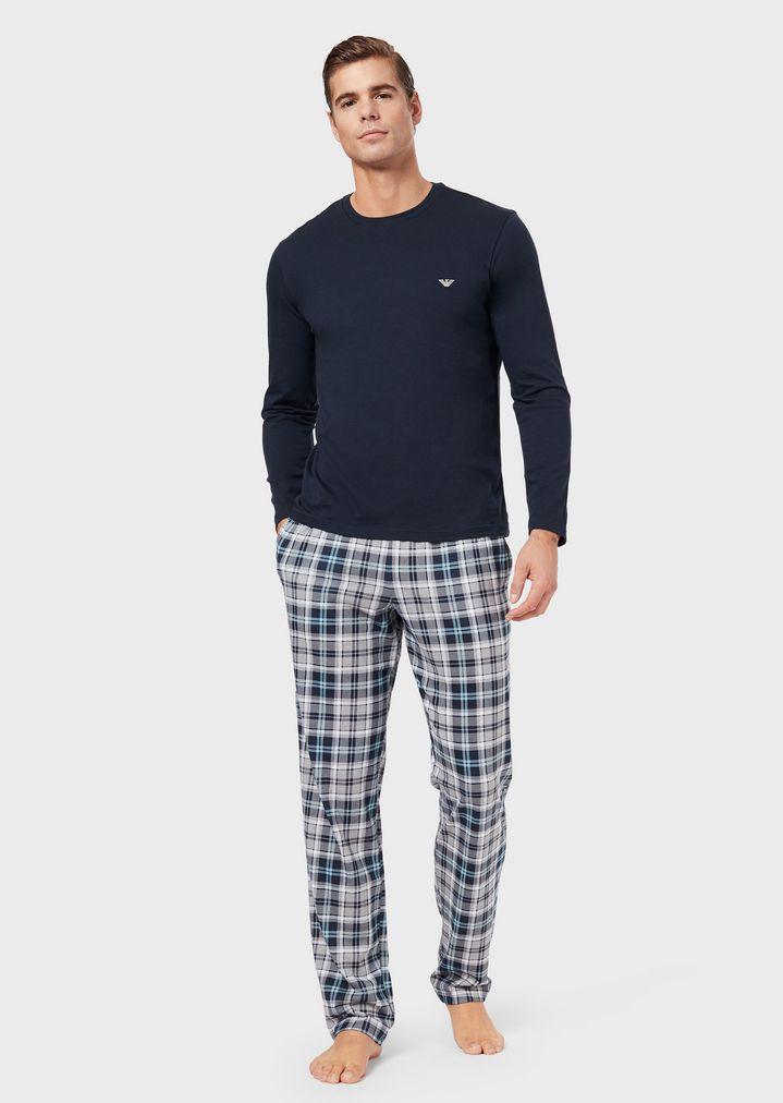 Emporio Armani Cotton Pajamas in Navy Blue (Blue) for Men Lyst