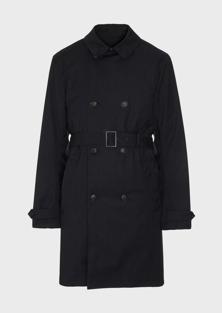 Emporio Armani Trench Coat in Blue for Men - Lyst