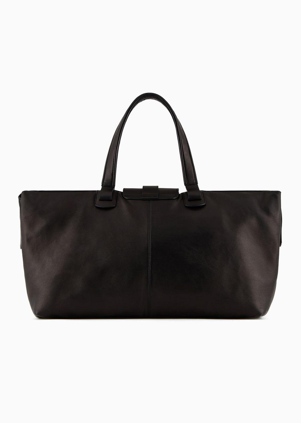 Giorgio Armani Nappa Leather Duffel Bag With Bamboo Detail in Black for Men Lyst