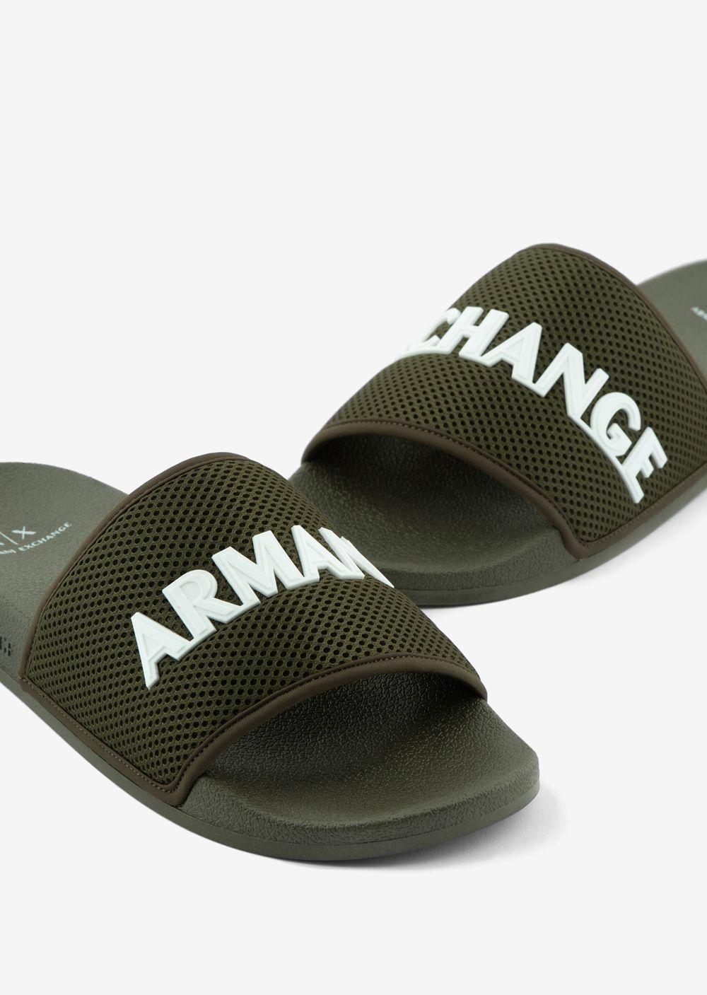 Emporio Armani Slides With Wide Mesh Strap in Green for Men Lyst