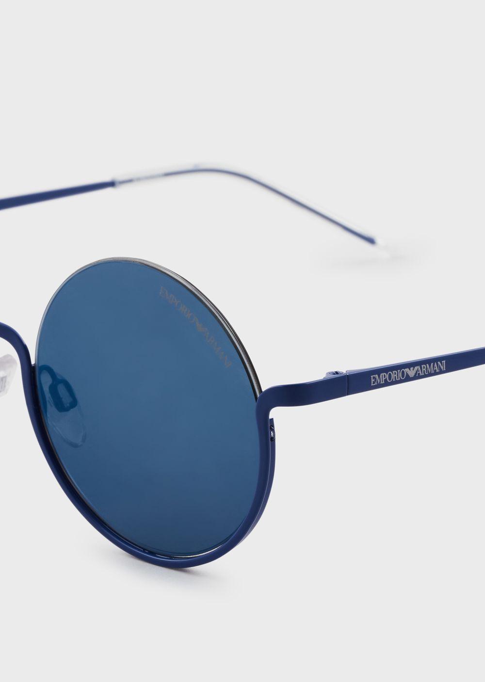 Emporio Armani Round Woman Sunglasses in Blue - Lyst